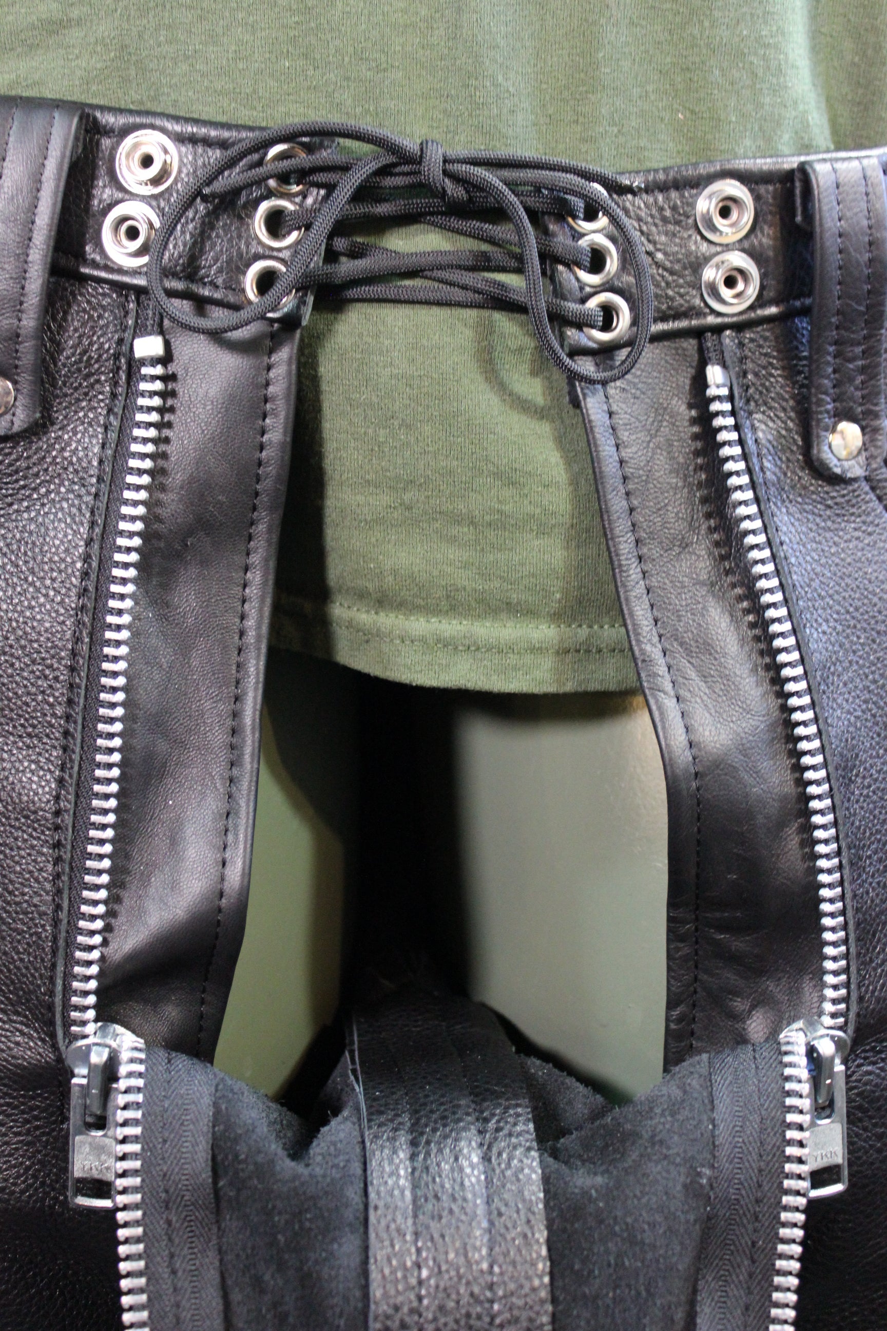 Front Access Leather Pants