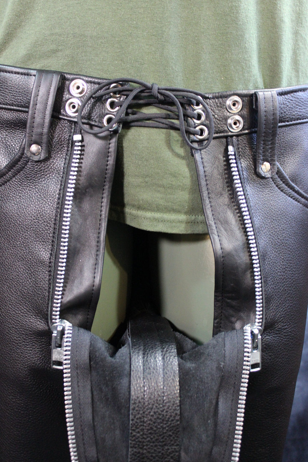 Front Access Leather Pants
