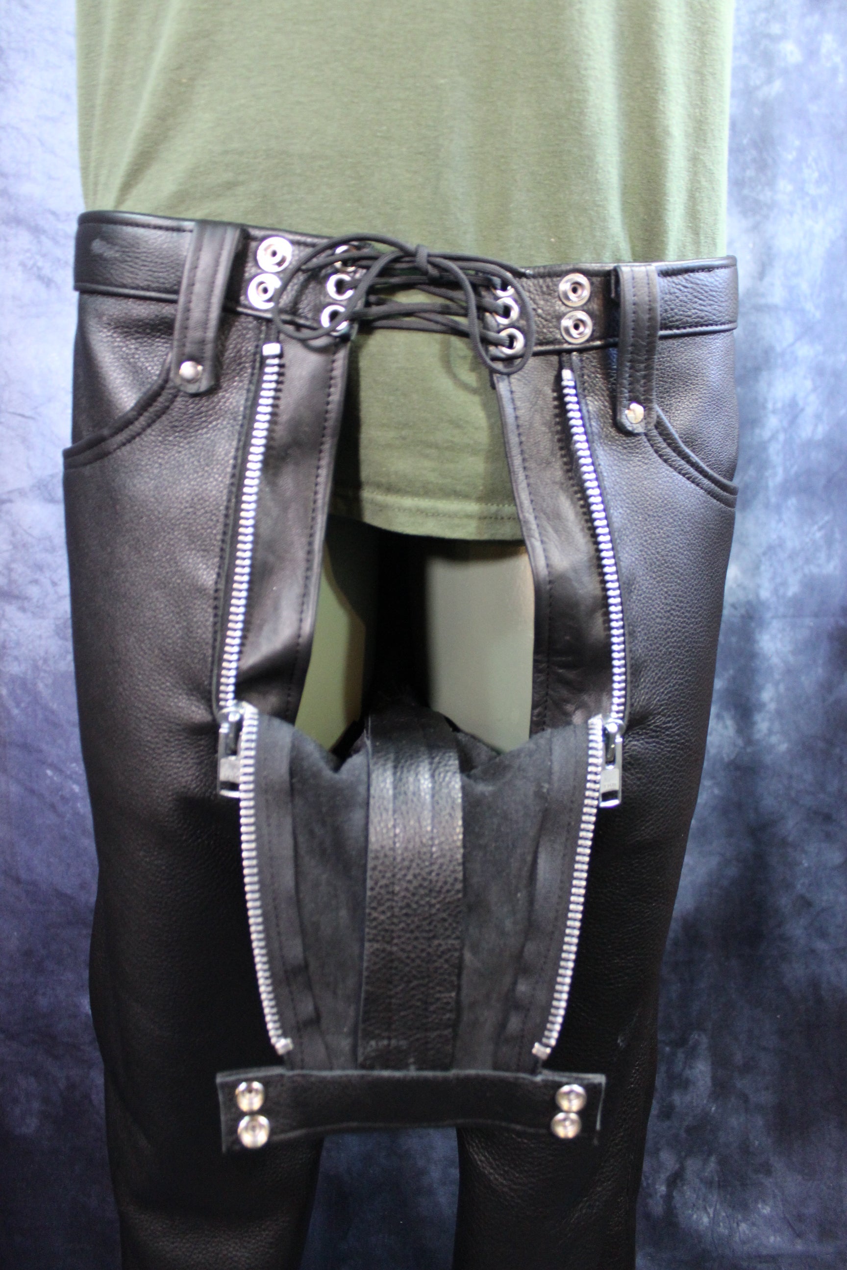 Front Access Leather Pants