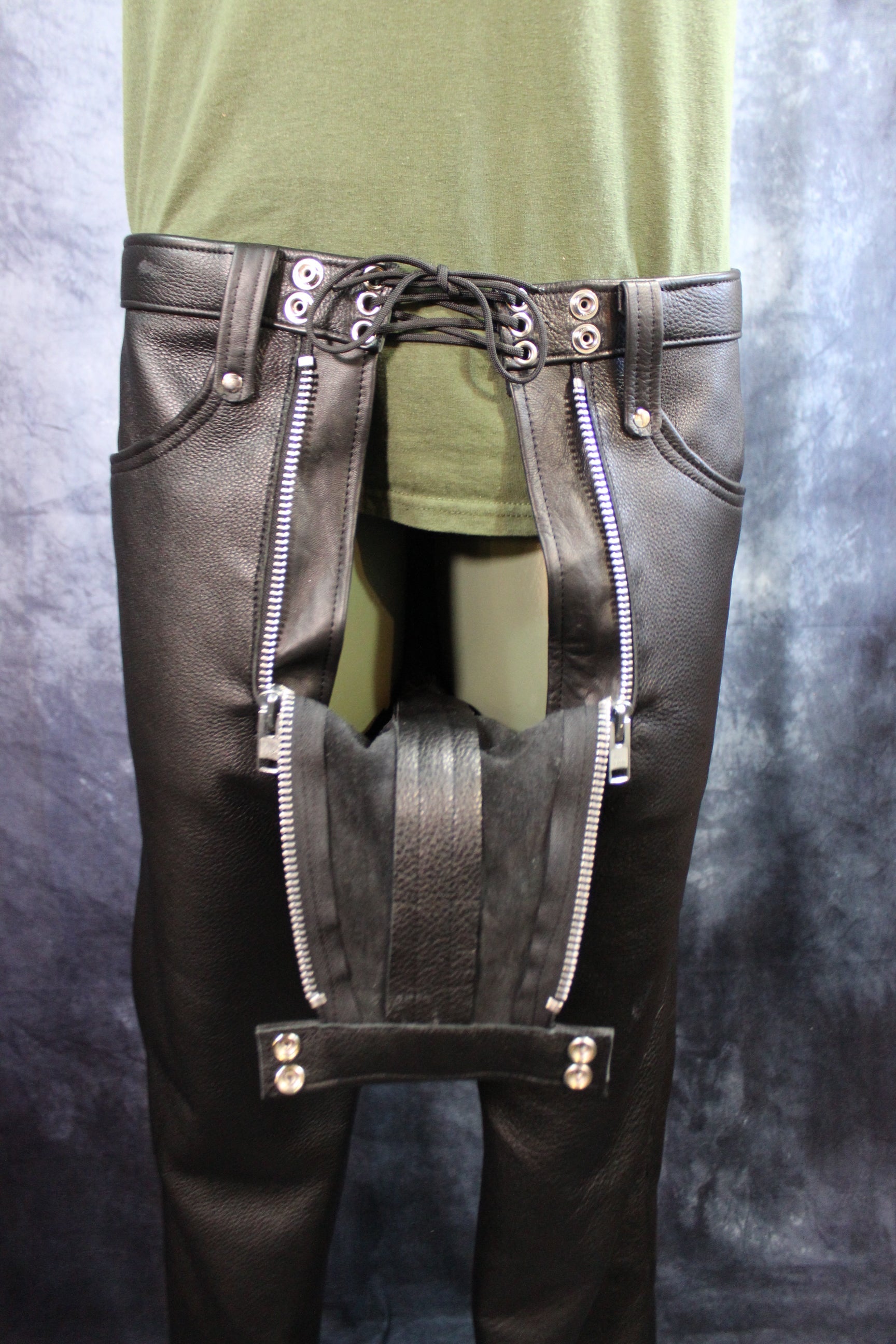 Front Access Leather Pants