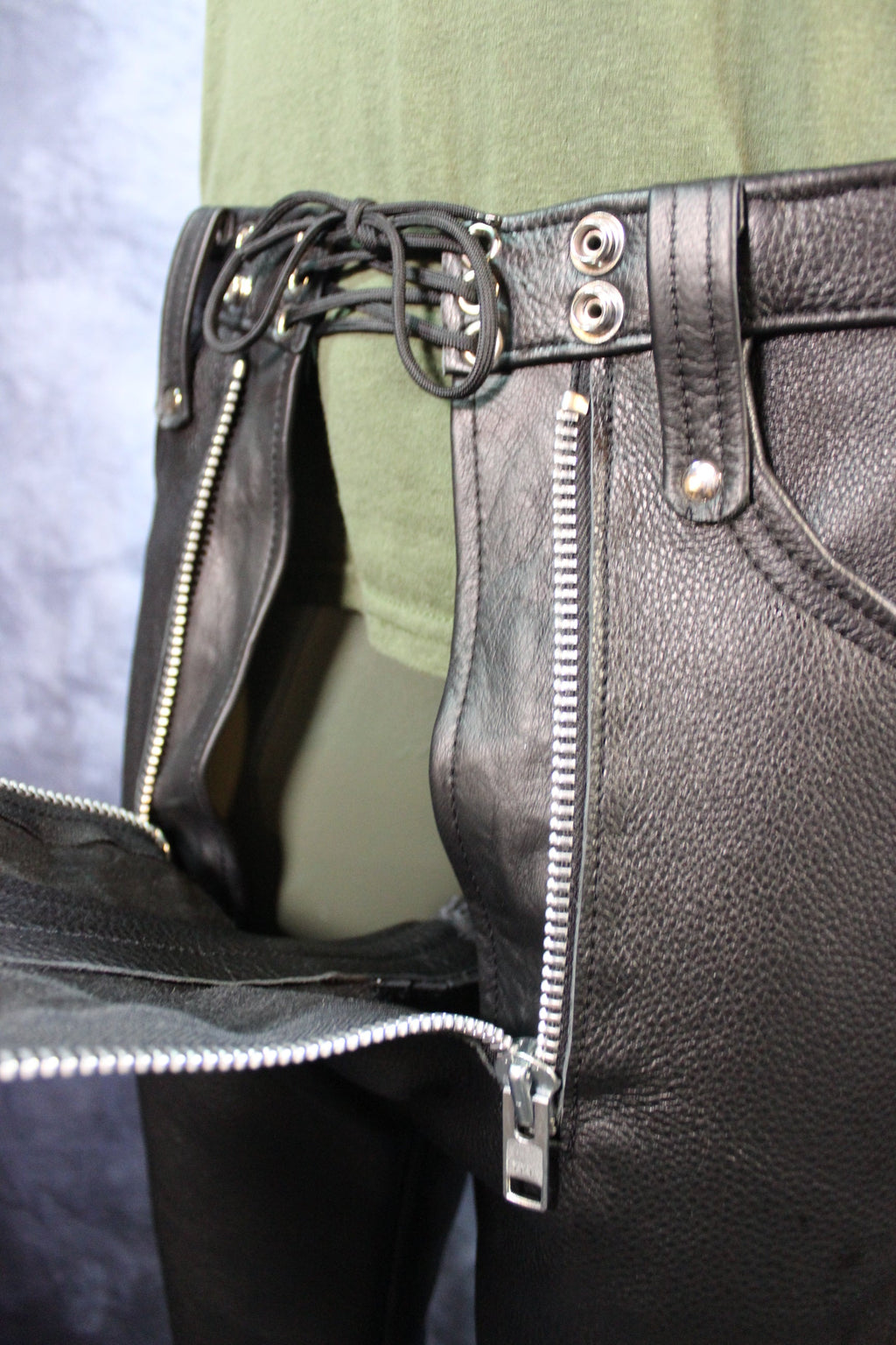 Front Access Leather Pants
