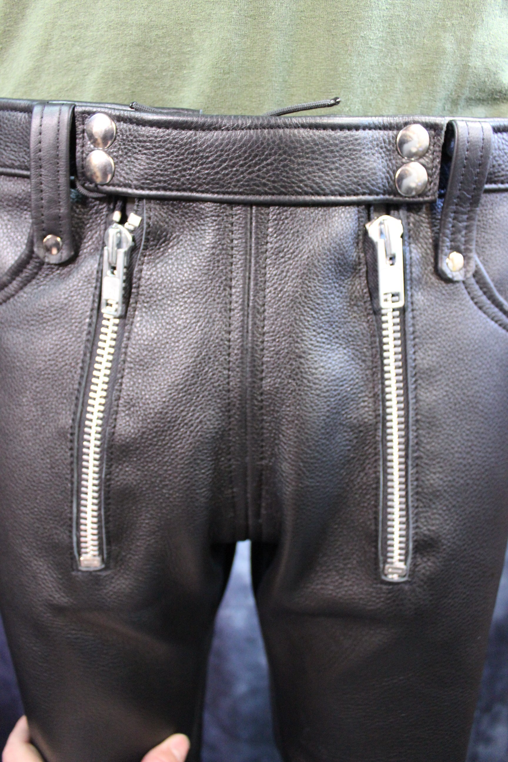 Front Access Leather Pants
