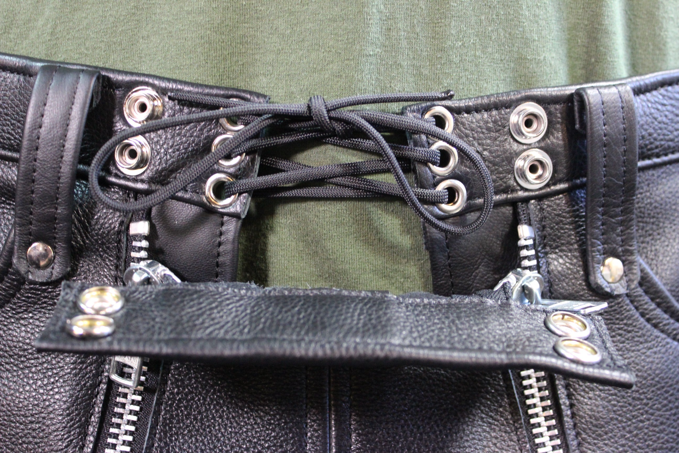 Front Access Leather Pants