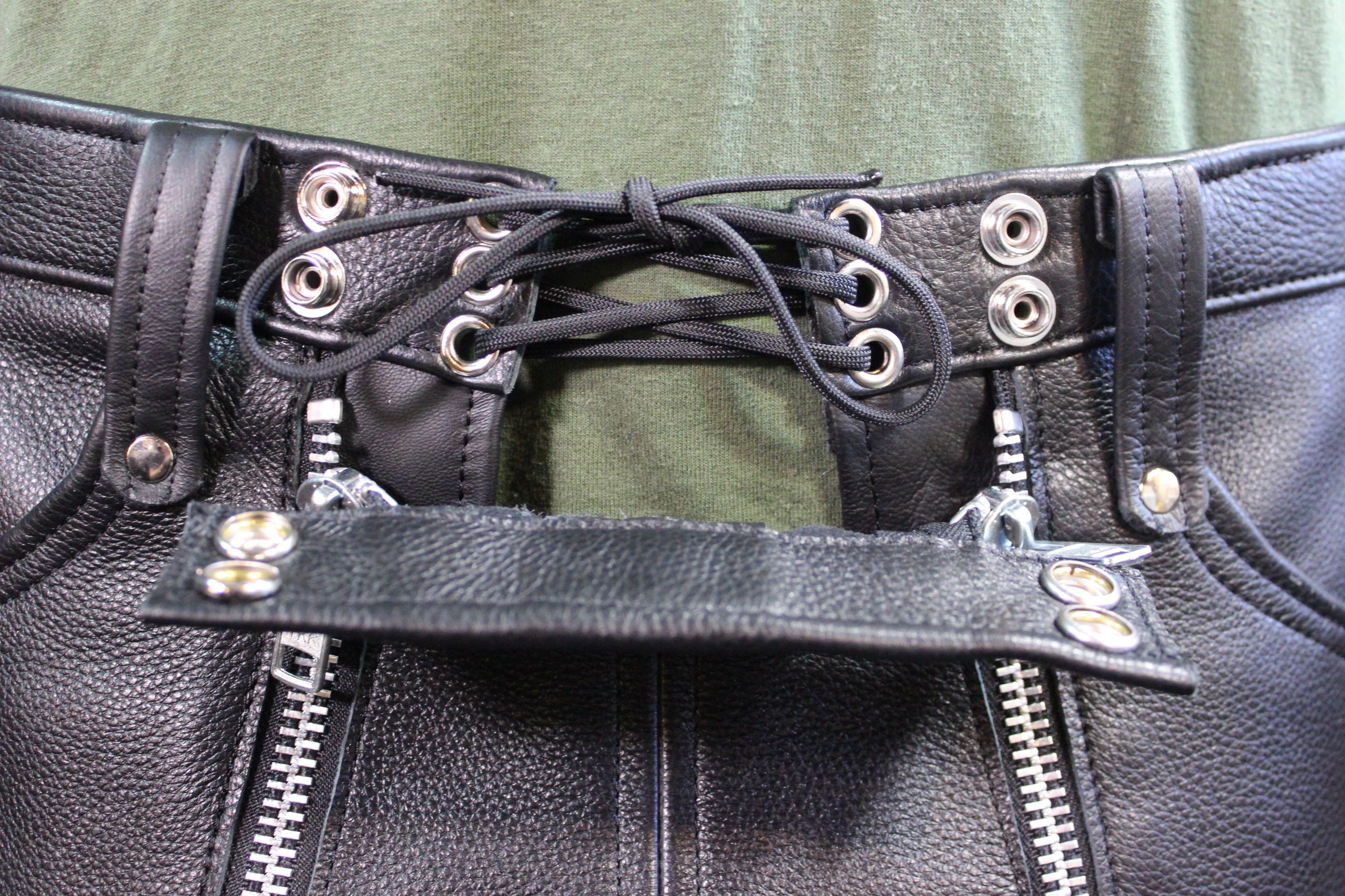 Front Access Leather Pants