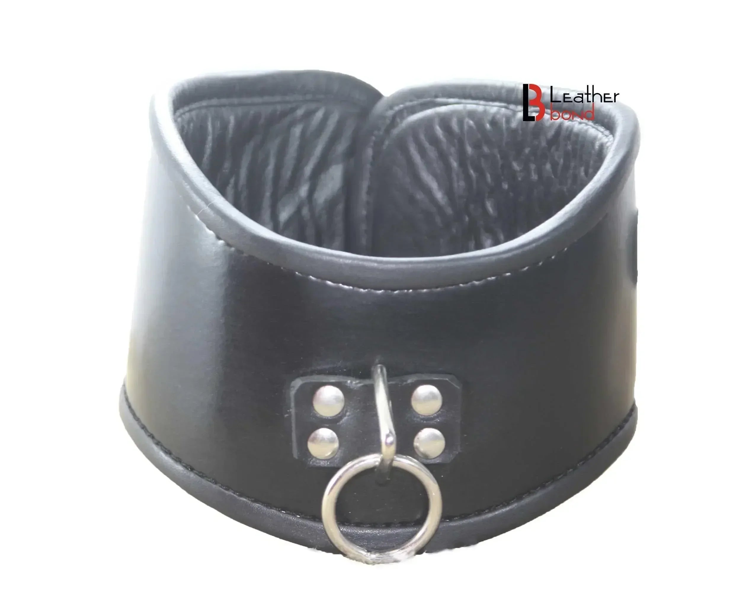 Cowhide Leather Curved Posture Neck Collar BDSM Collar & Wrist Restraints Set