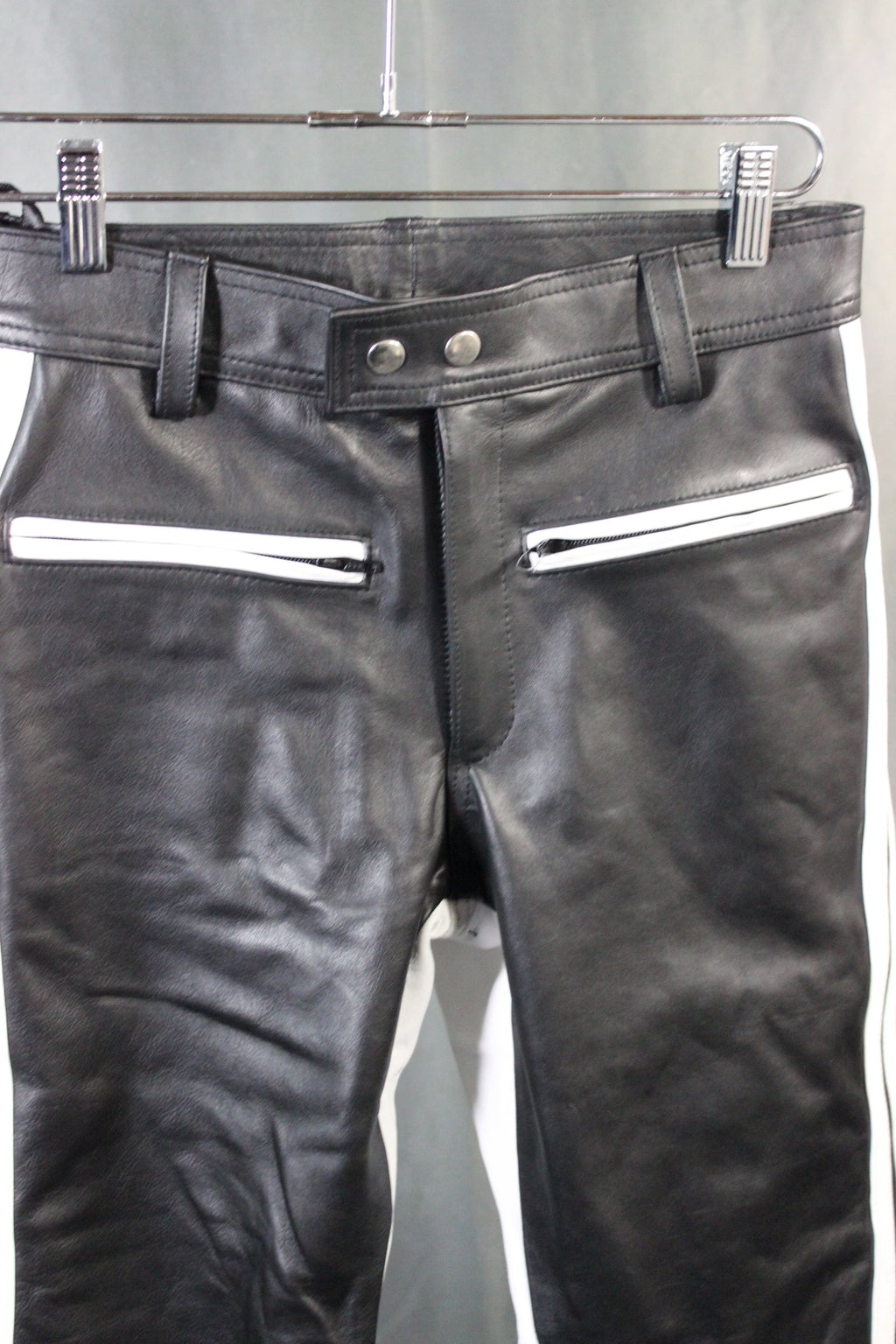 The Otter and The Fox Leather Formal Pants in Black with White Highlights