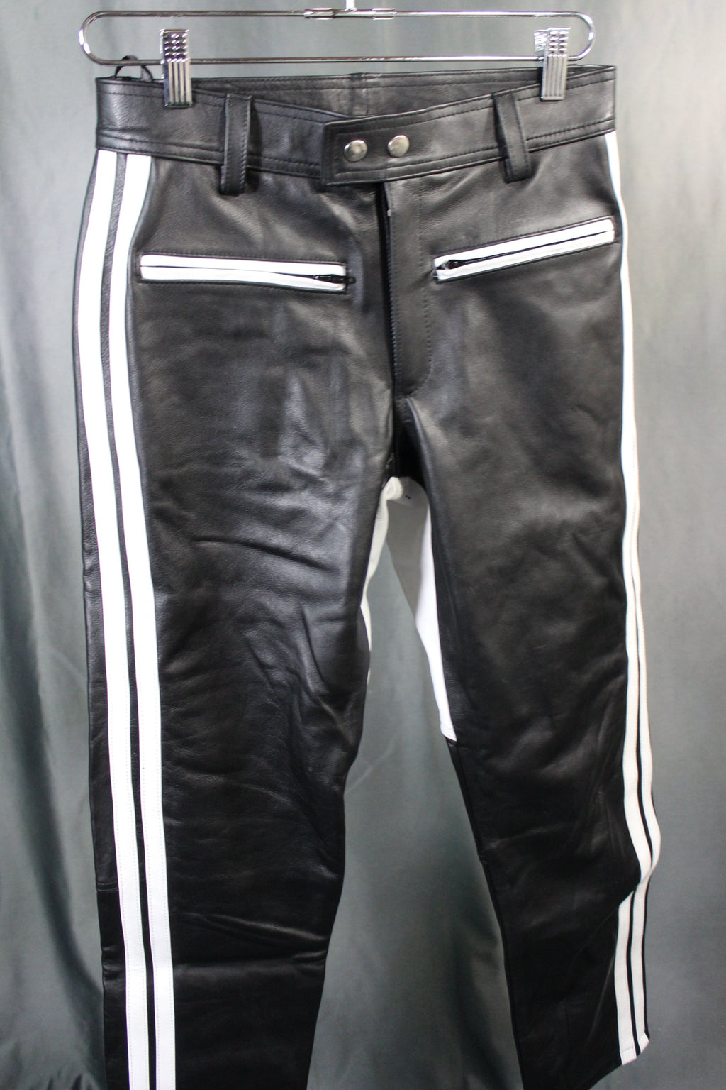 The Otter and The Fox Leather Formal Pants in Black with White Highlights