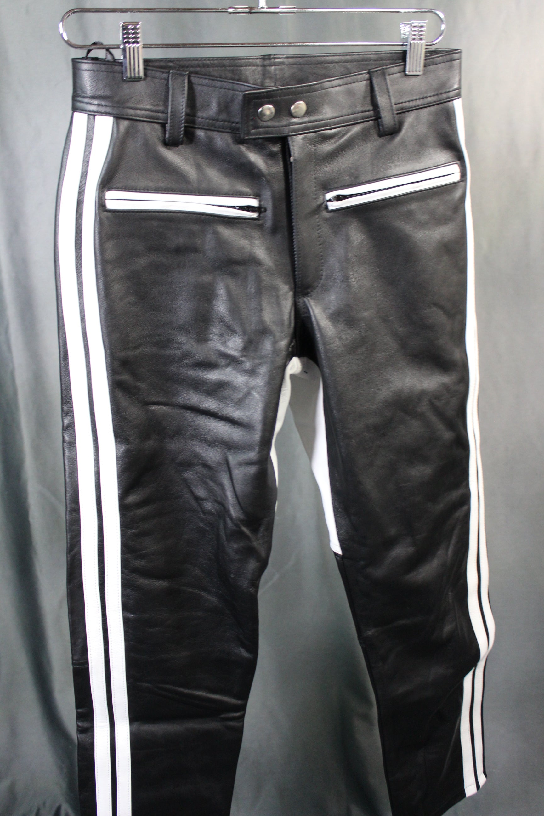 The Otter and The Fox Leather Formal Pants in Black with White Highlights