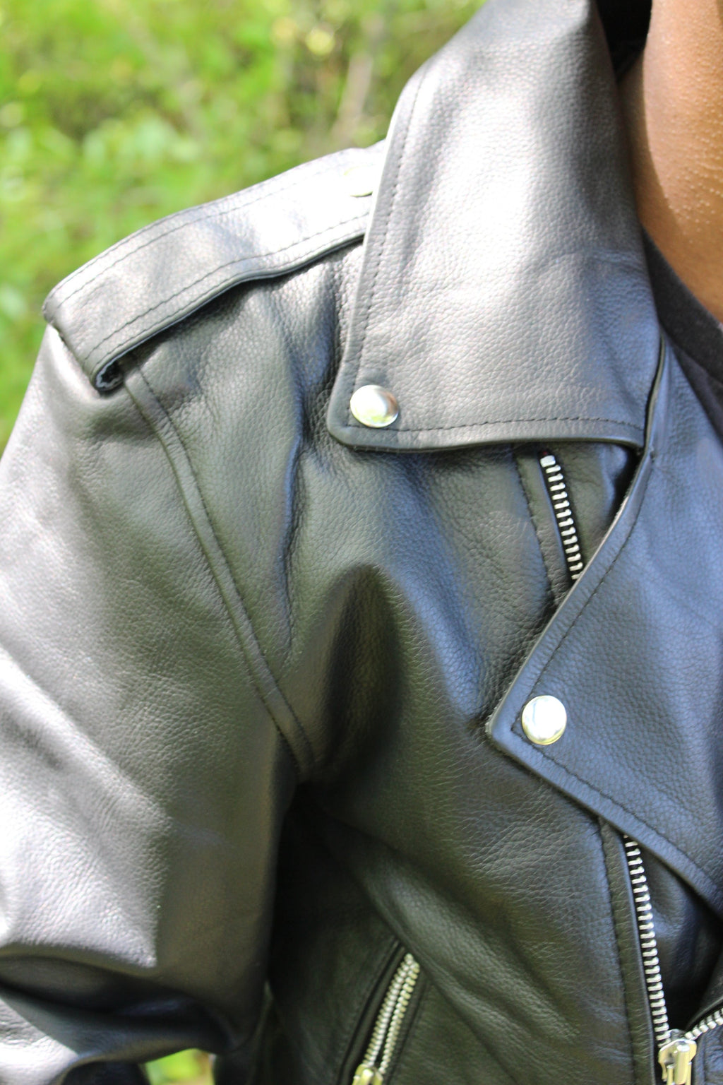 Otter and Fox Leather Biker Jackets in Classic Black