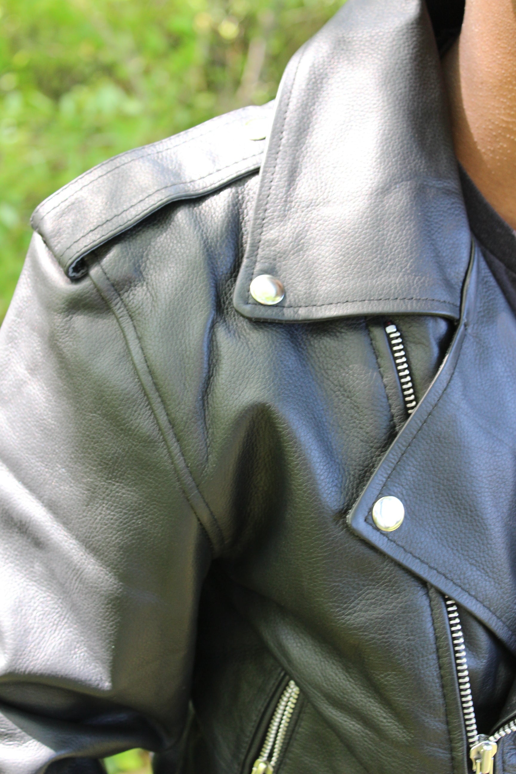 Otter and Fox Leather Biker Jackets in Classic Black