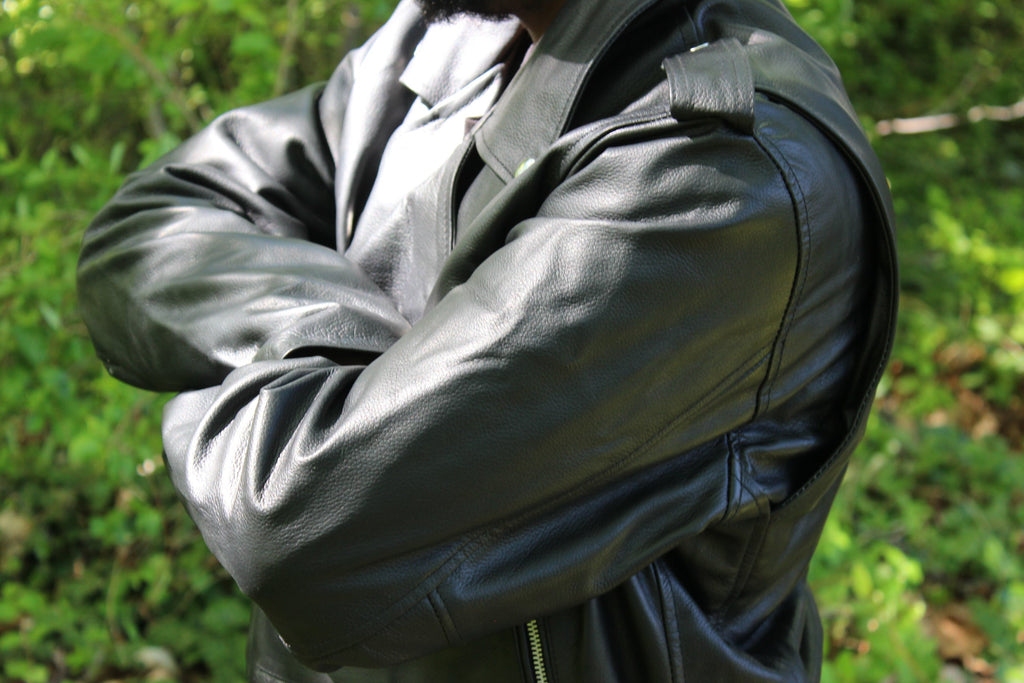 Otter and Fox Leather Biker Jackets in Classic Black
