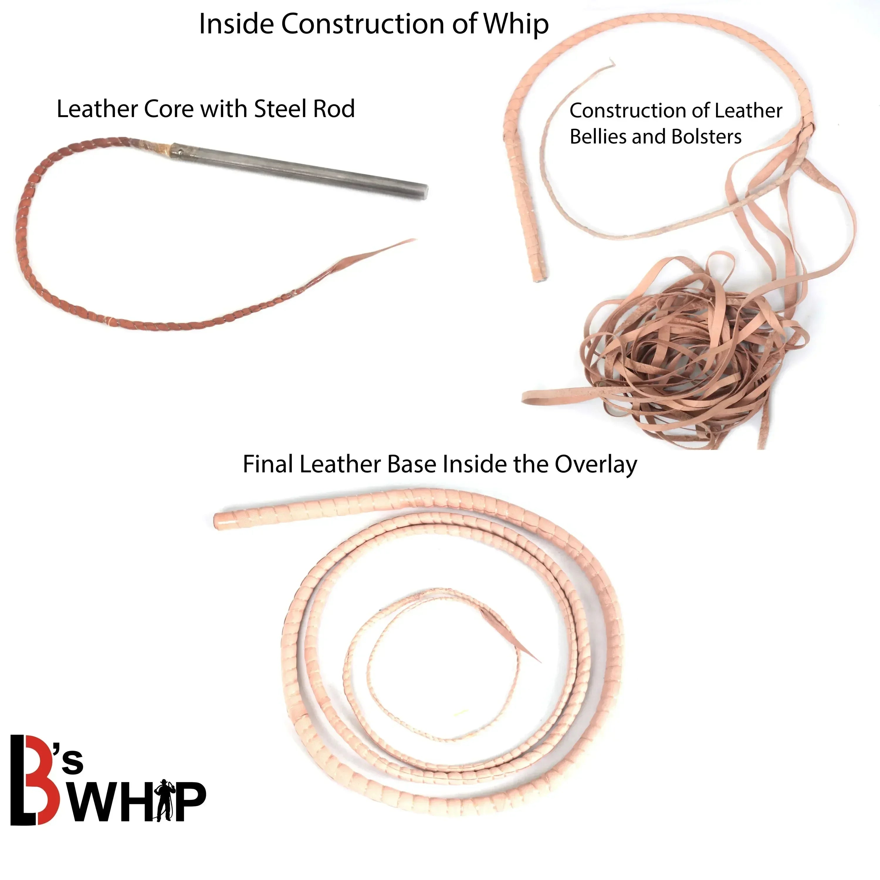 Indiana Jones Style Brown Paracord Bull Whip 12 Strands | 6 to 16 Feet Bullwhip