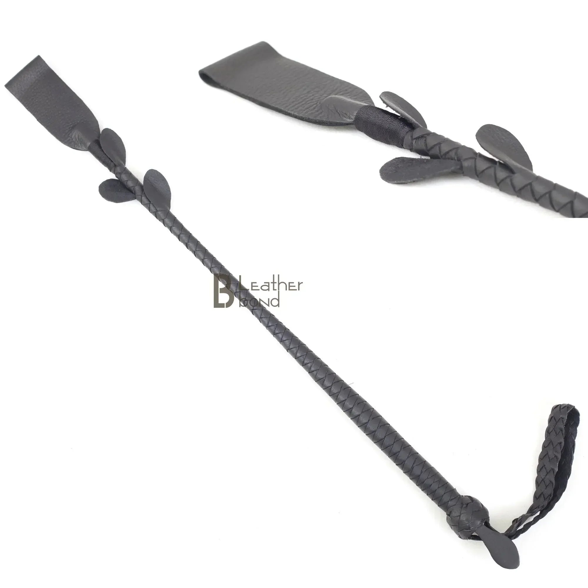 Real Cowhide Leather Braided Riding Crop Whip Fiber Core Inside | Handcrafted BDSM Impact Flogger
