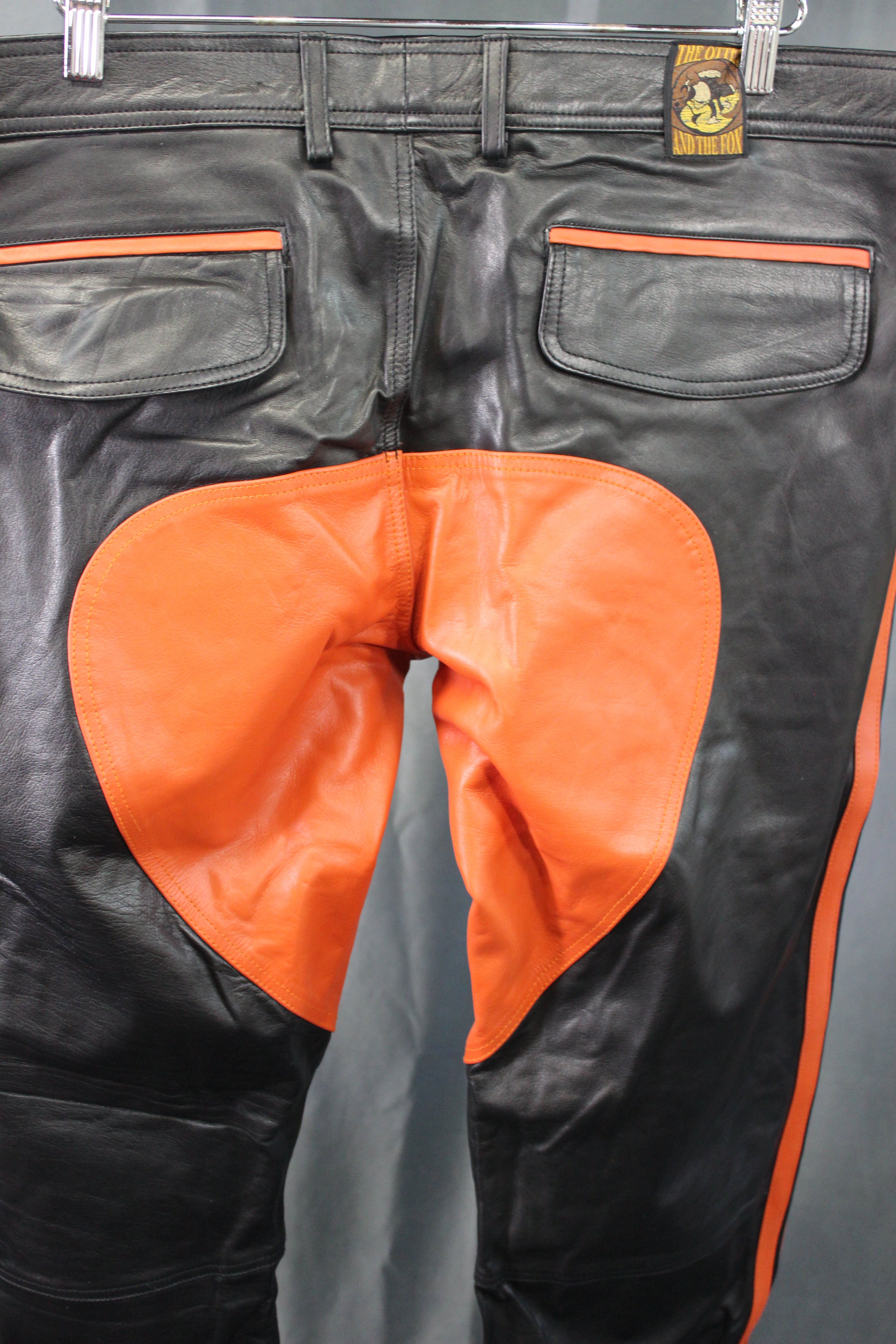 The Otter and The Fox Leather Formal Pants in Black with Orange Highlights