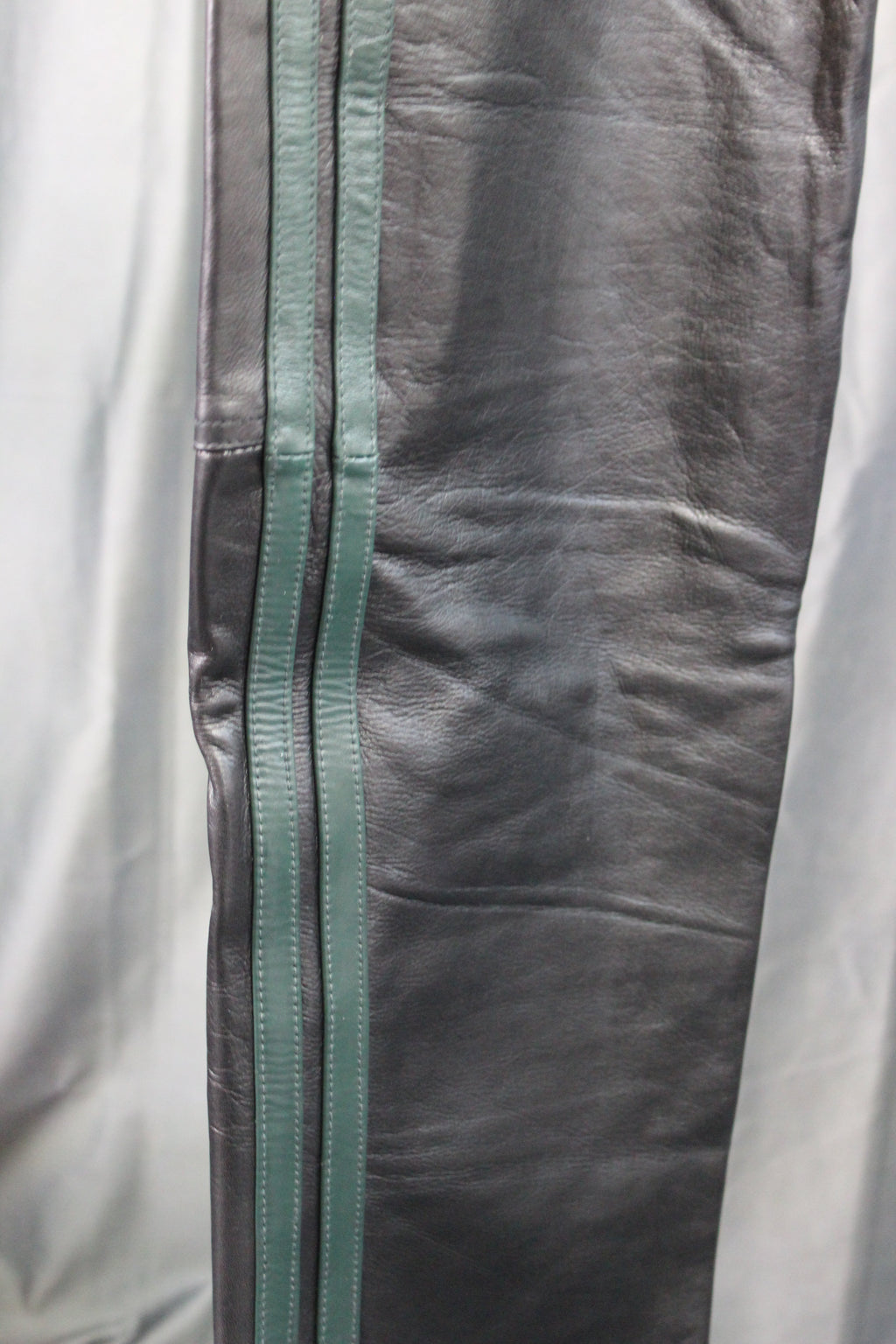The Otter and The Fox Leather Formal Pants in Black with Hunter Green Highlights
