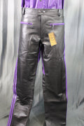 The Otter and The Fox Leather Formal Pants in Black with Purple Highlights