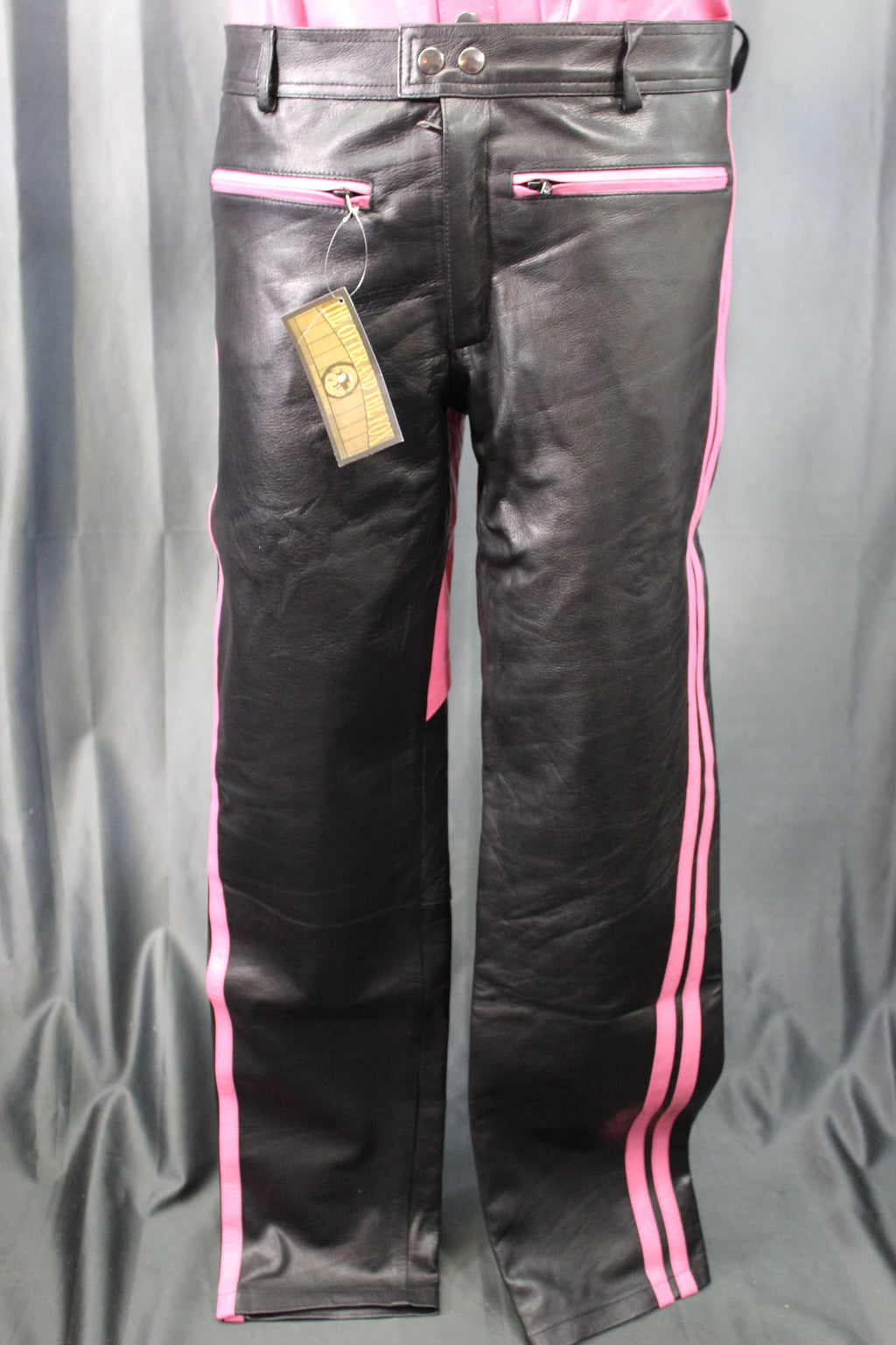 The Otter and The Fox Leather Formal Pants in Black with Pink Highlights
