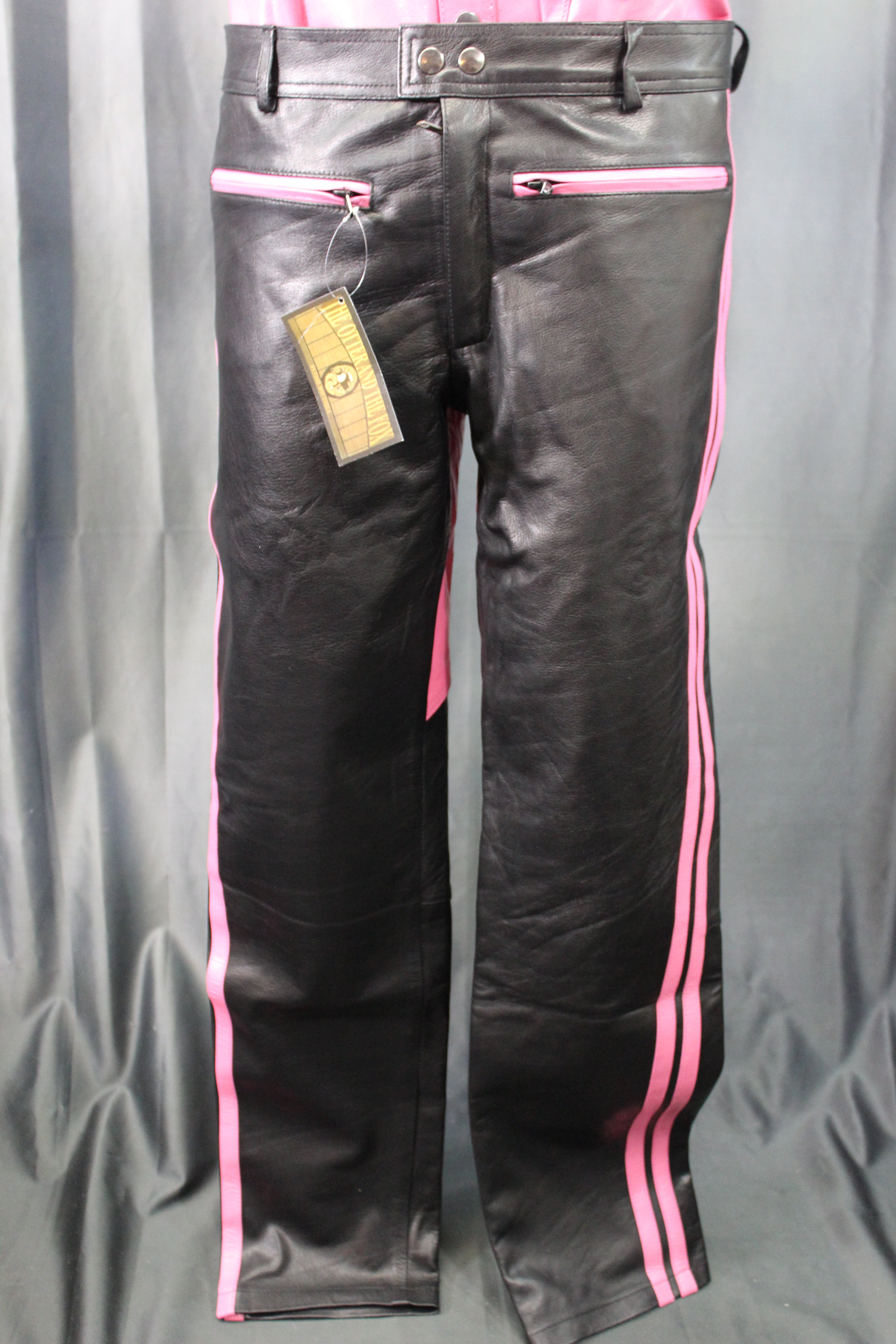The Otter and The Fox Leather Formal Pants in Black with Pink Highlights