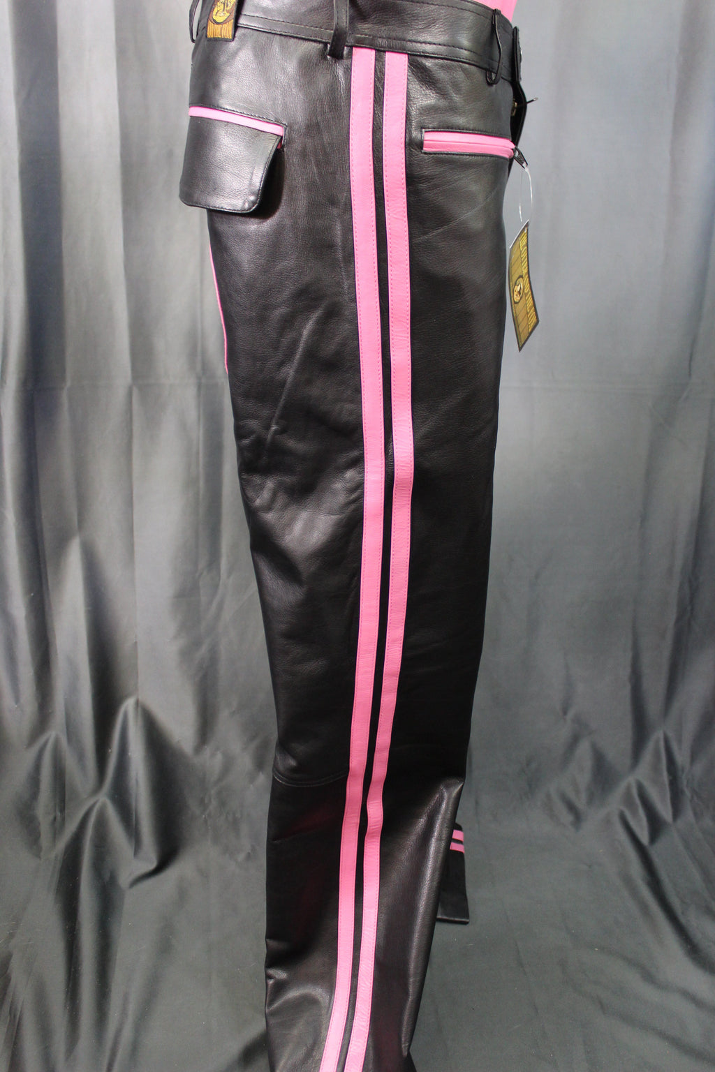 The Otter and The Fox Leather Formal Pants in Black with Pink Highlights