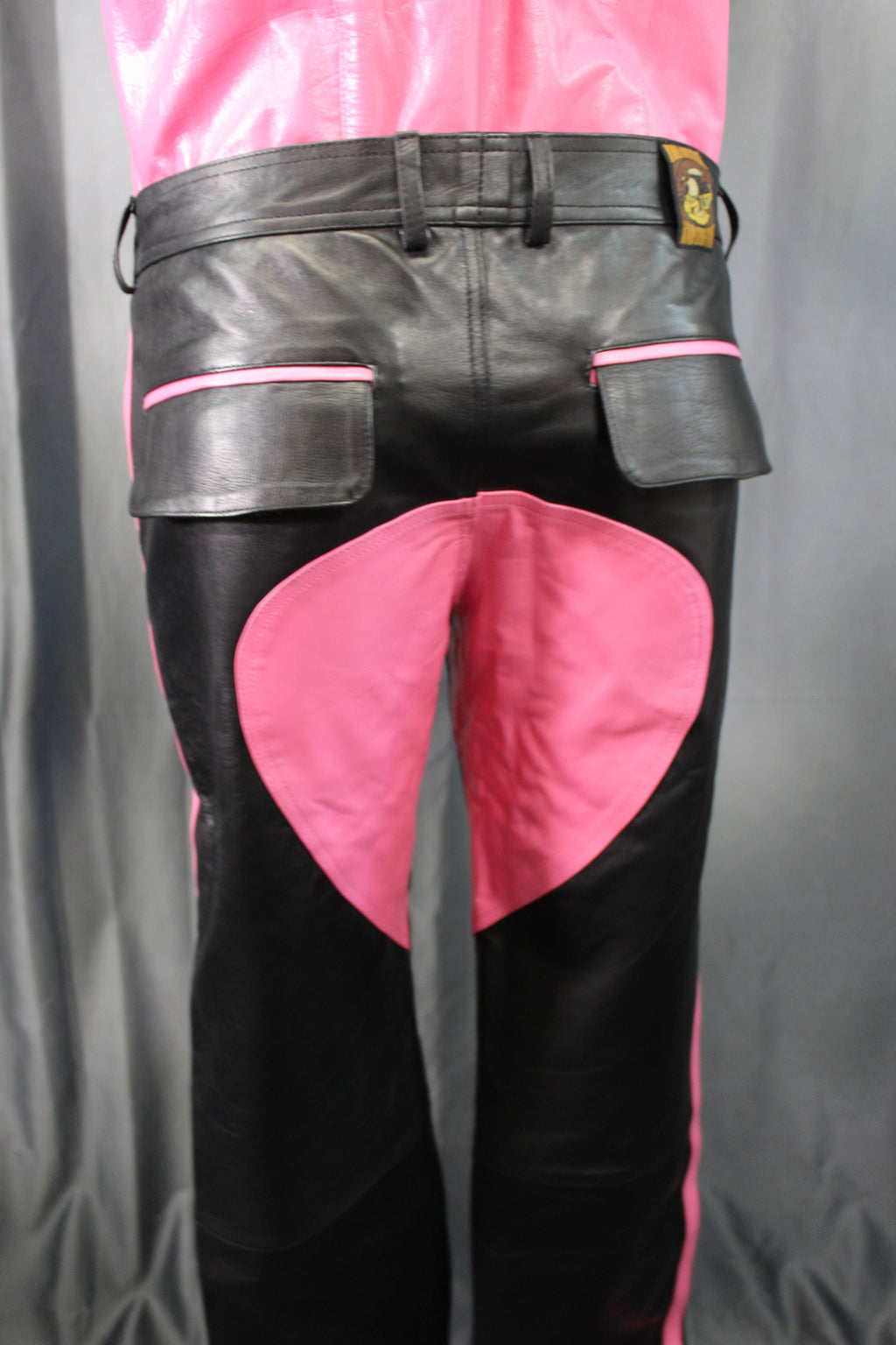 The Otter and The Fox Leather Formal Pants in Black with Pink Highlights