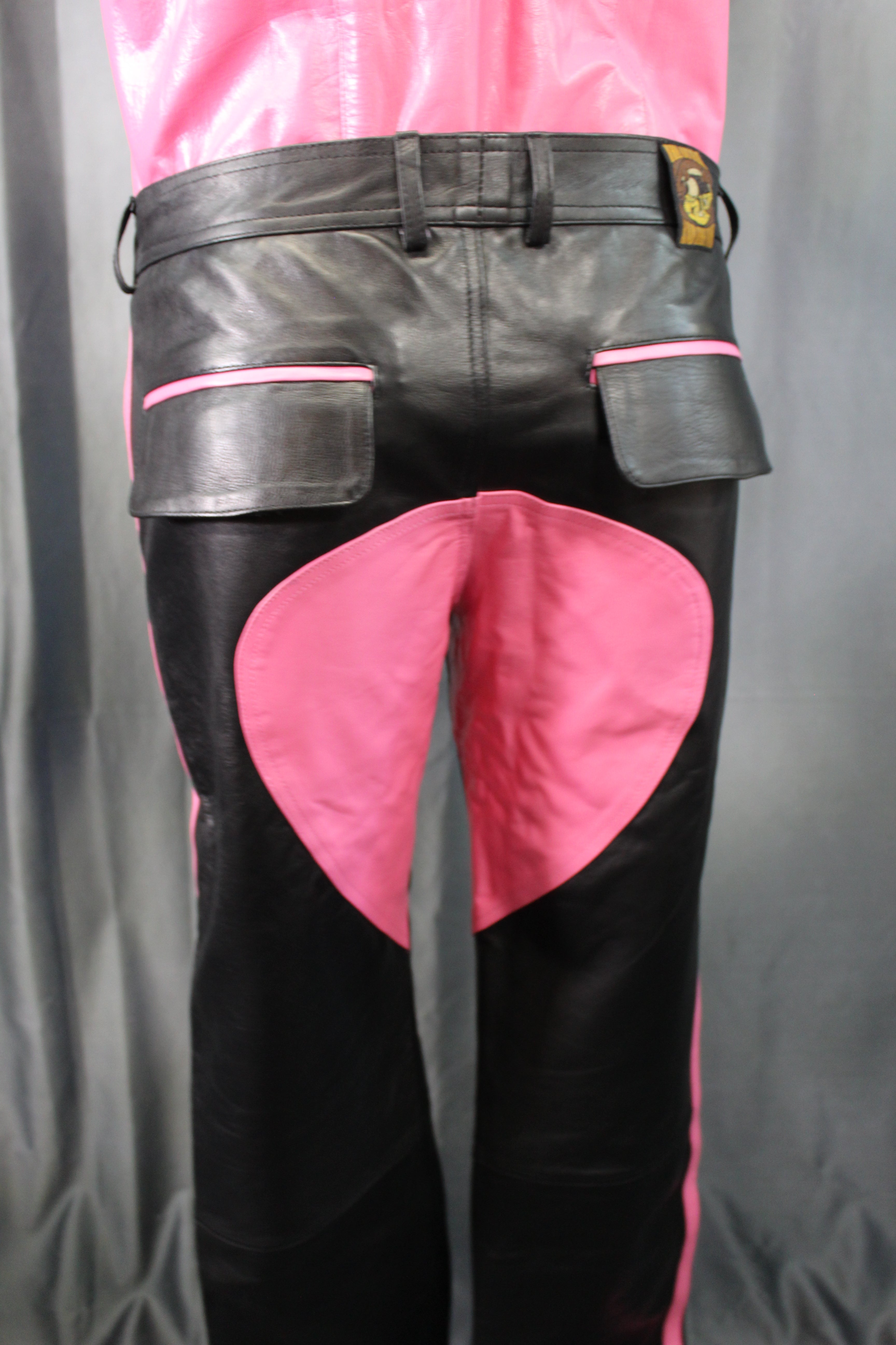The Otter and The Fox Leather Formal Pants in Black with Pink Highlights