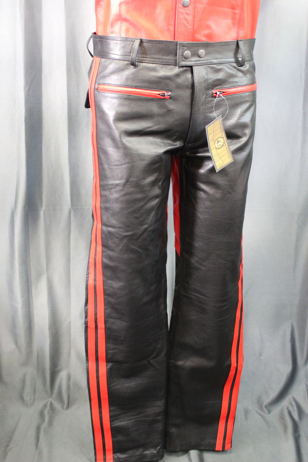 The Otter and The Fox Leather Formal Pants in Black with Red Highlights