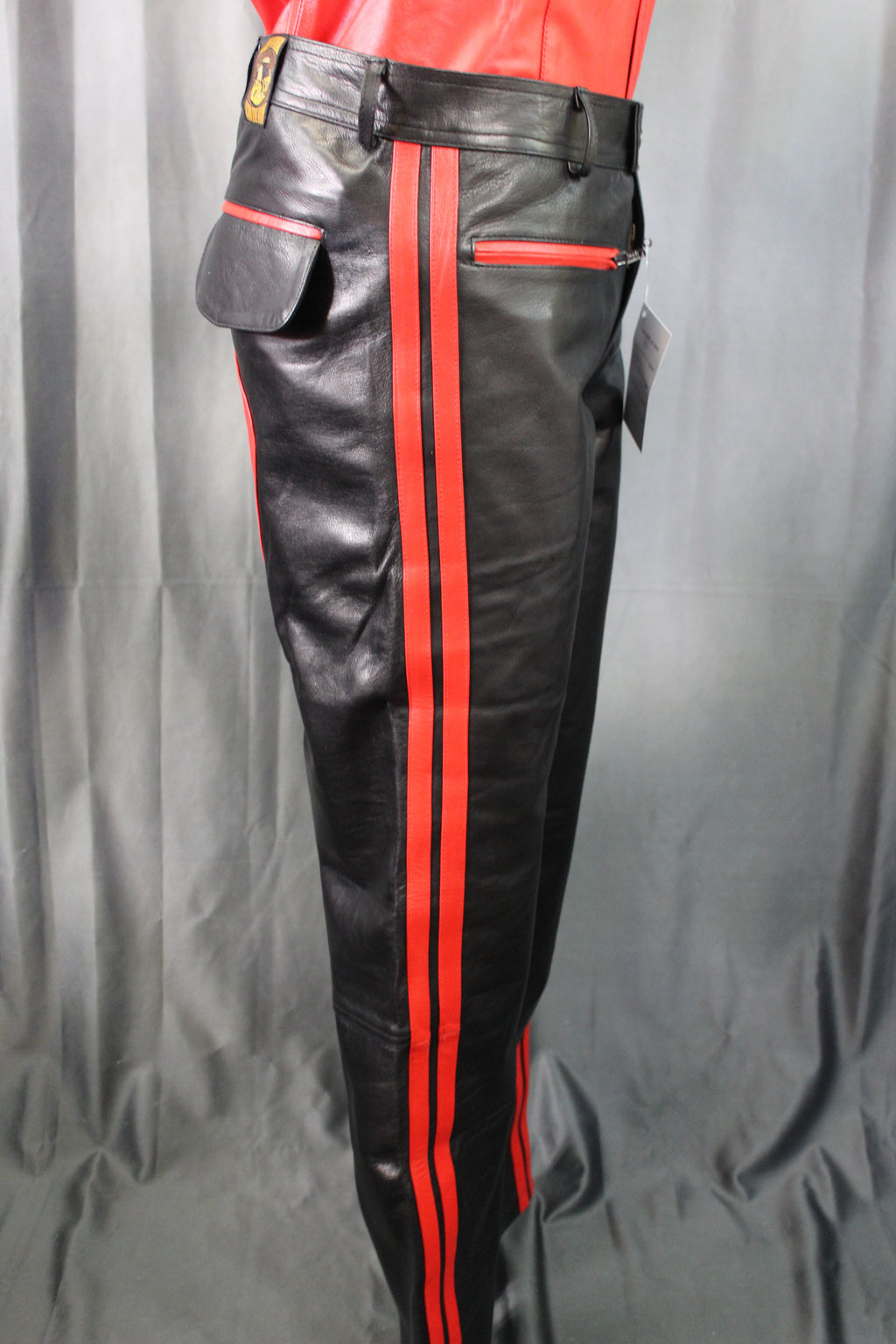 The Otter and The Fox Leather Formal Pants in Black with Red Highlights