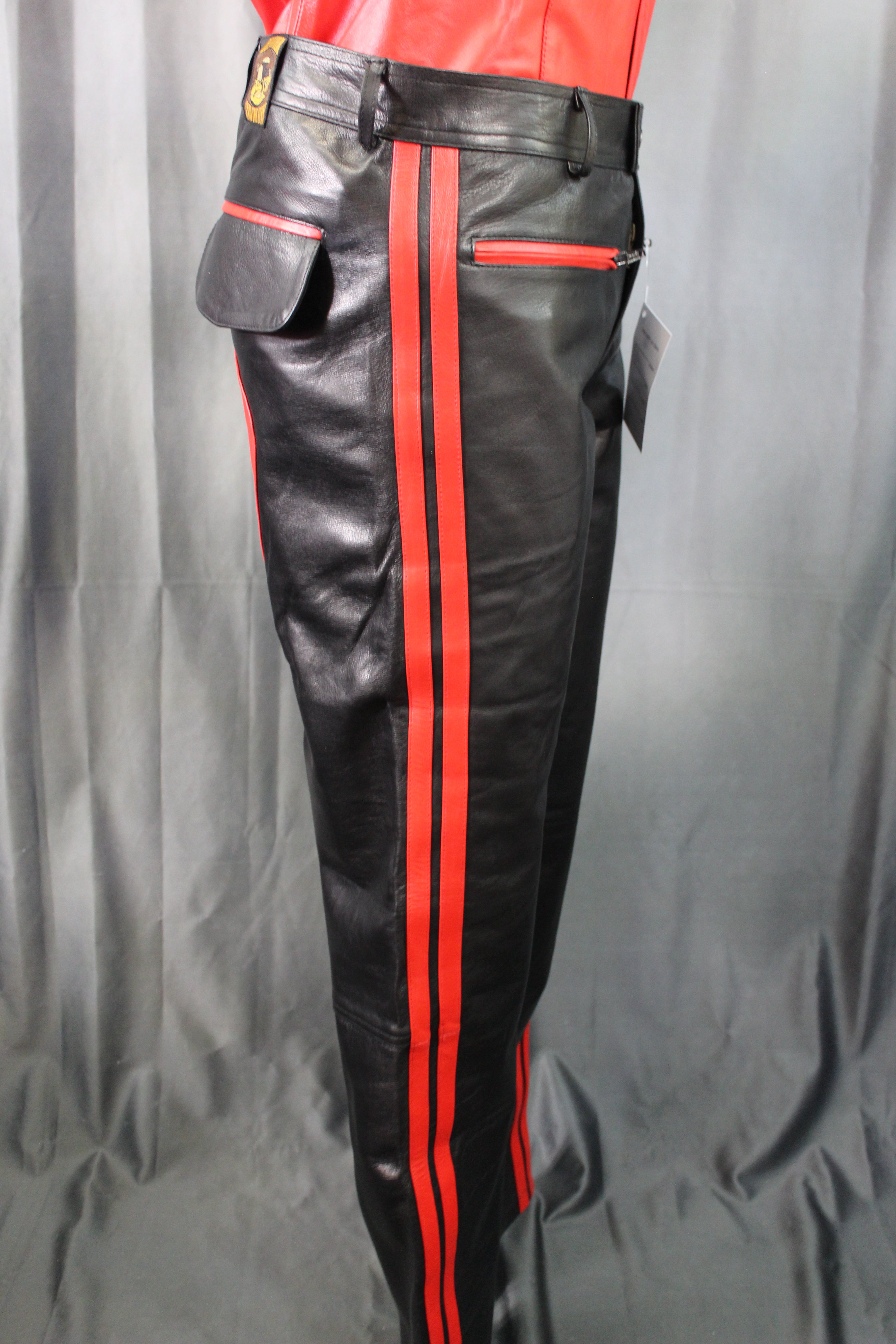 The Otter and The Fox Leather Formal Pants in Black with Red Highlights