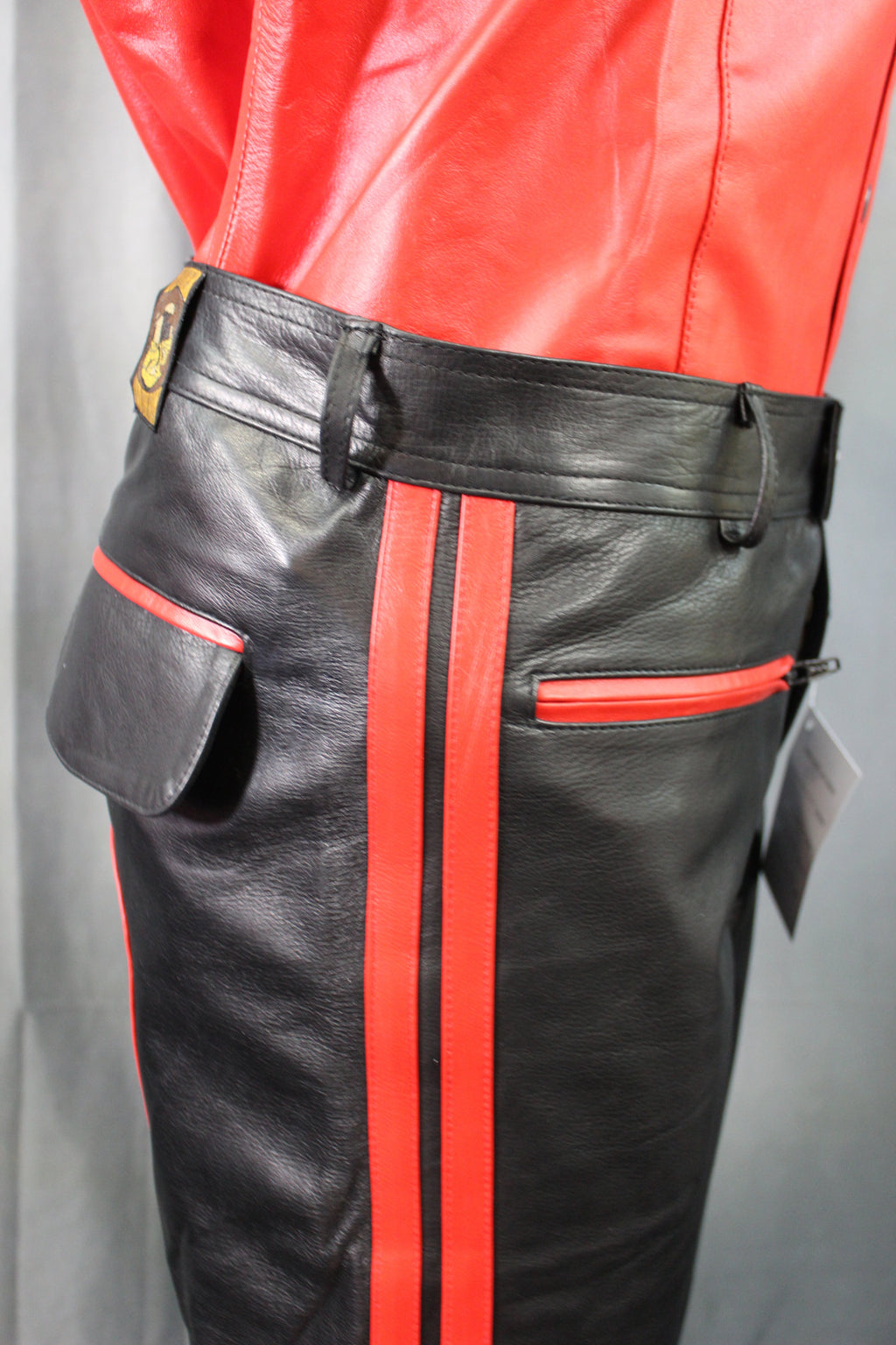 The Otter and The Fox Leather Formal Pants in Black with Red Highlights