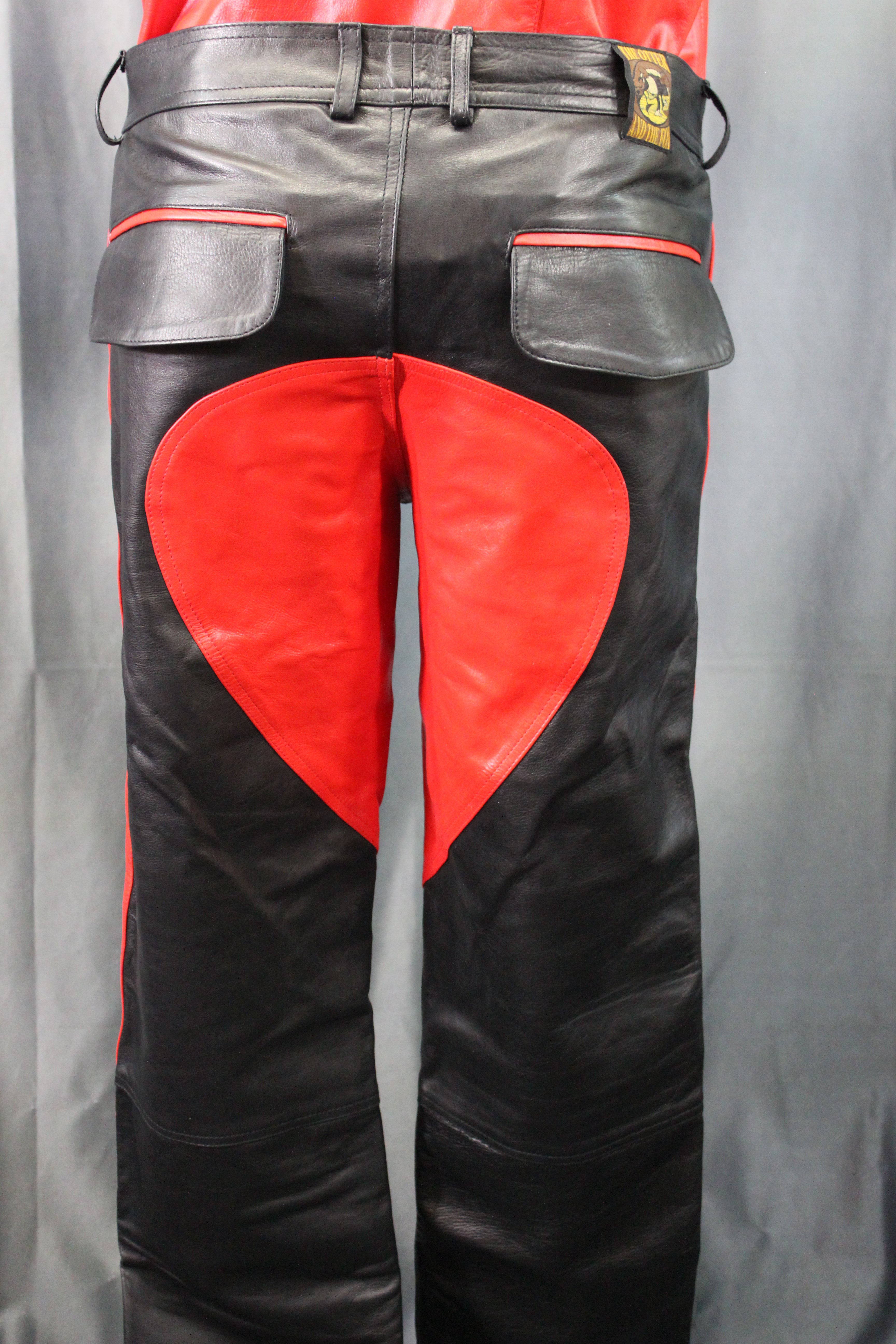 The Otter and The Fox Leather Formal Pants in Black with Red Highlights