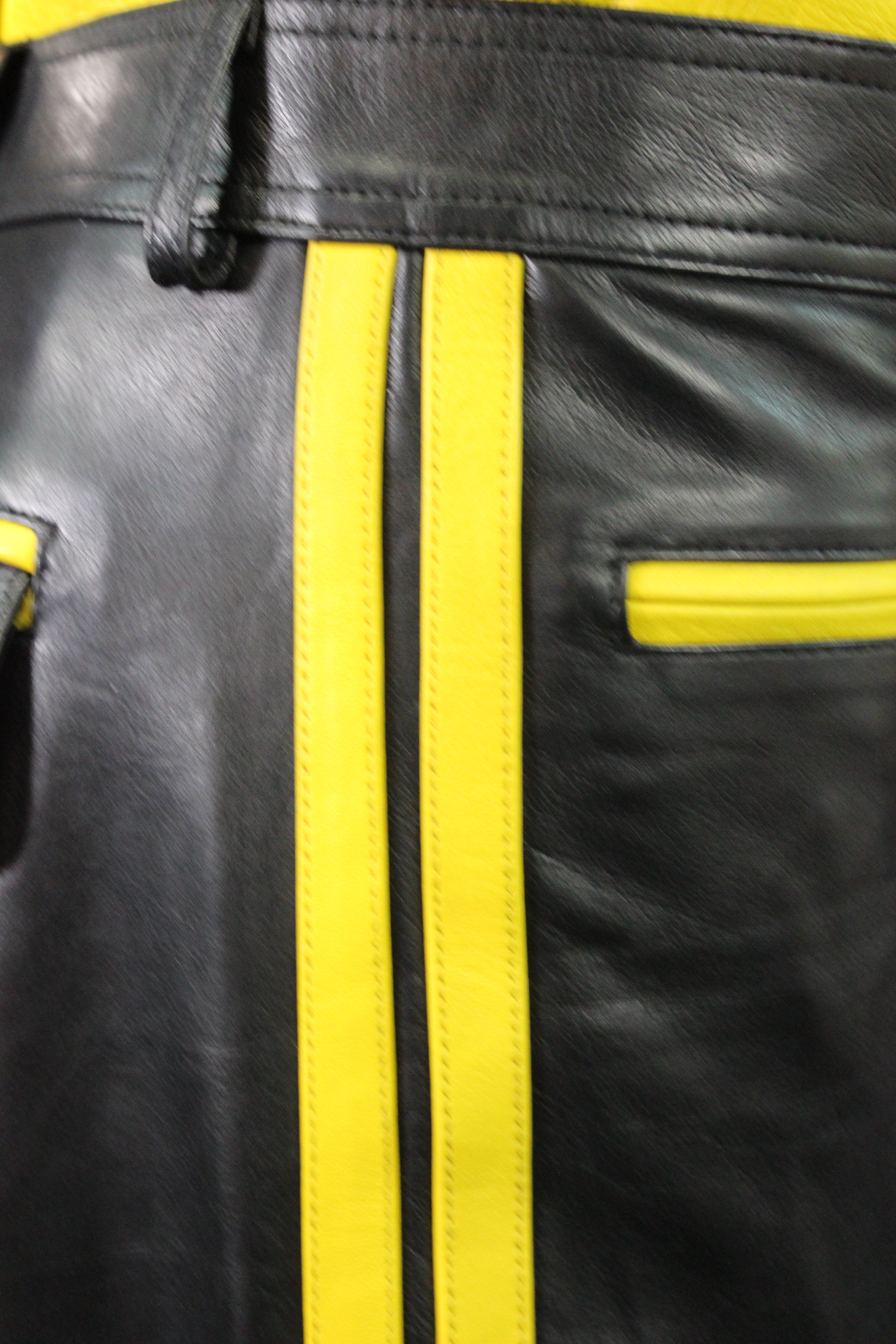 The Otter and The Fox Leather Formal Pants in Black with Yellow Highlights