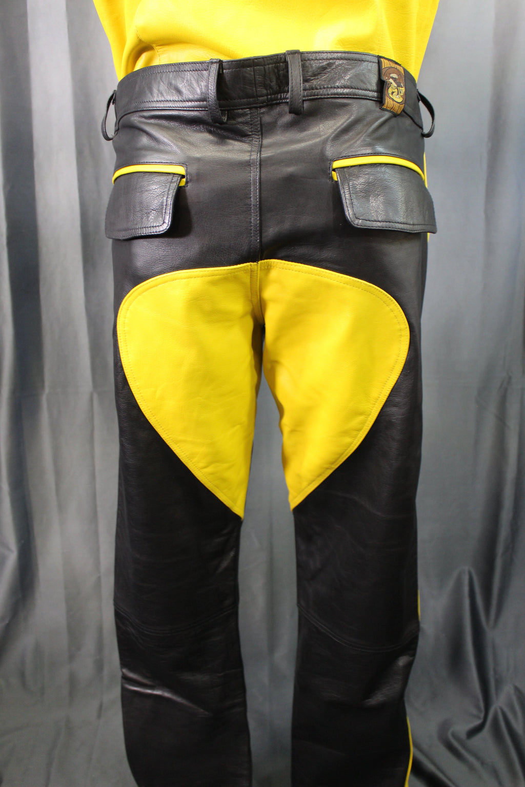 The Otter and The Fox Leather Formal Pants in Black with Yellow Highlights