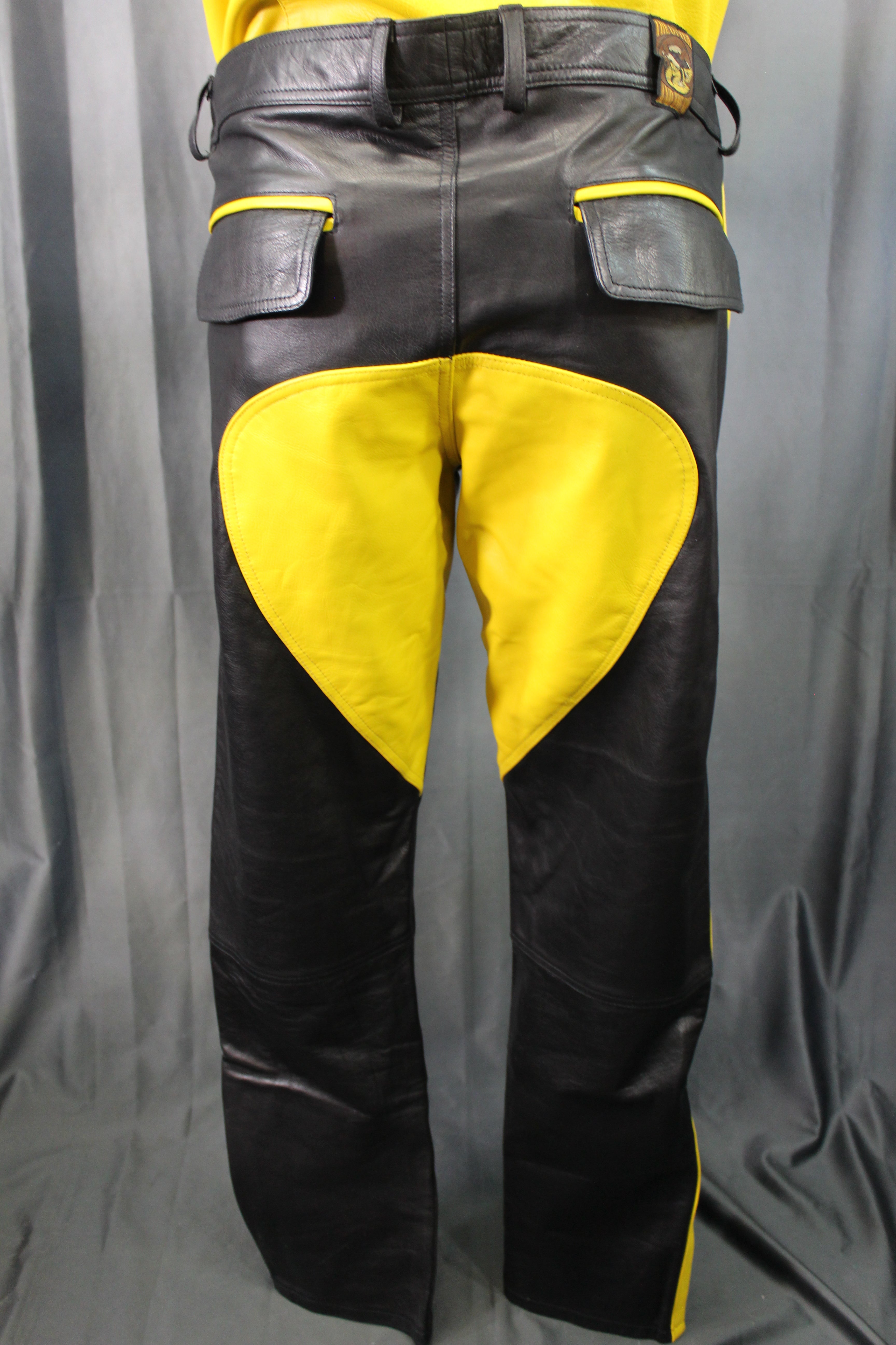 The Otter and The Fox Leather Formal Pants in Black with Yellow Highlights