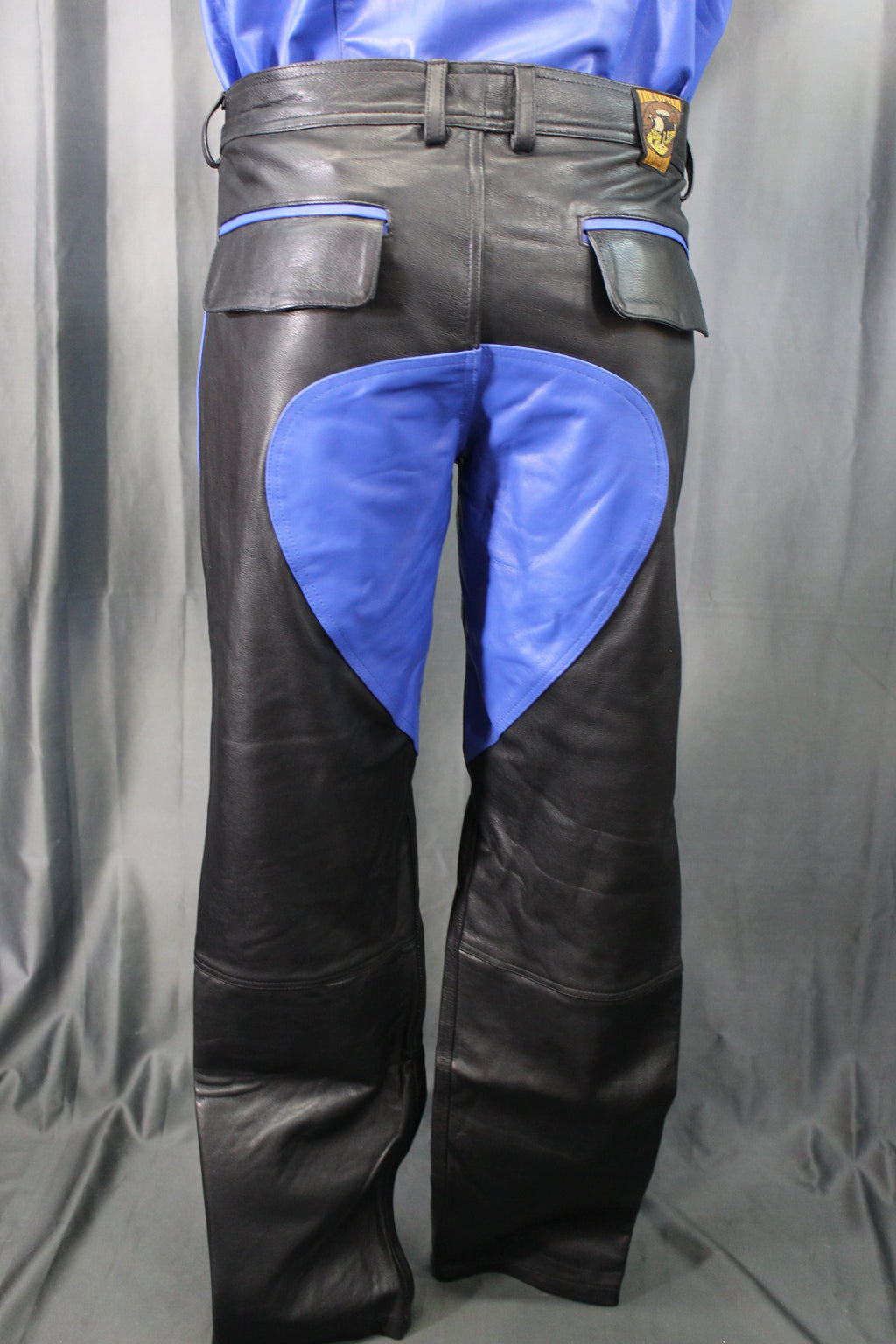The Otter and The Fox Leather Formal Pants in Black with Blue Highlights