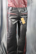 The Otter and The Fox Leather Formal Pants in Black with Burgundy Highlights
