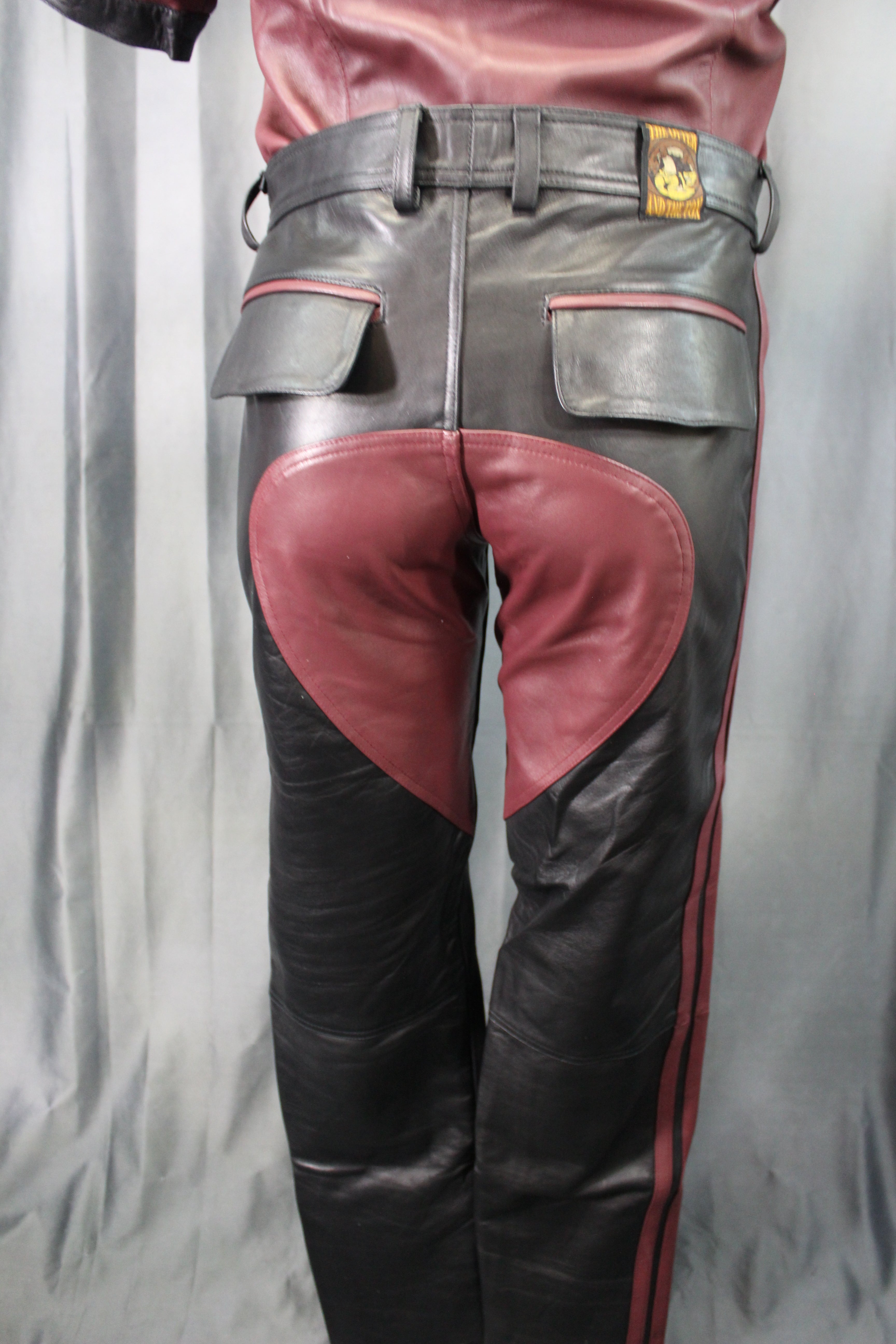 The Otter and The Fox Leather Formal Pants in Black with Burgundy Highlights