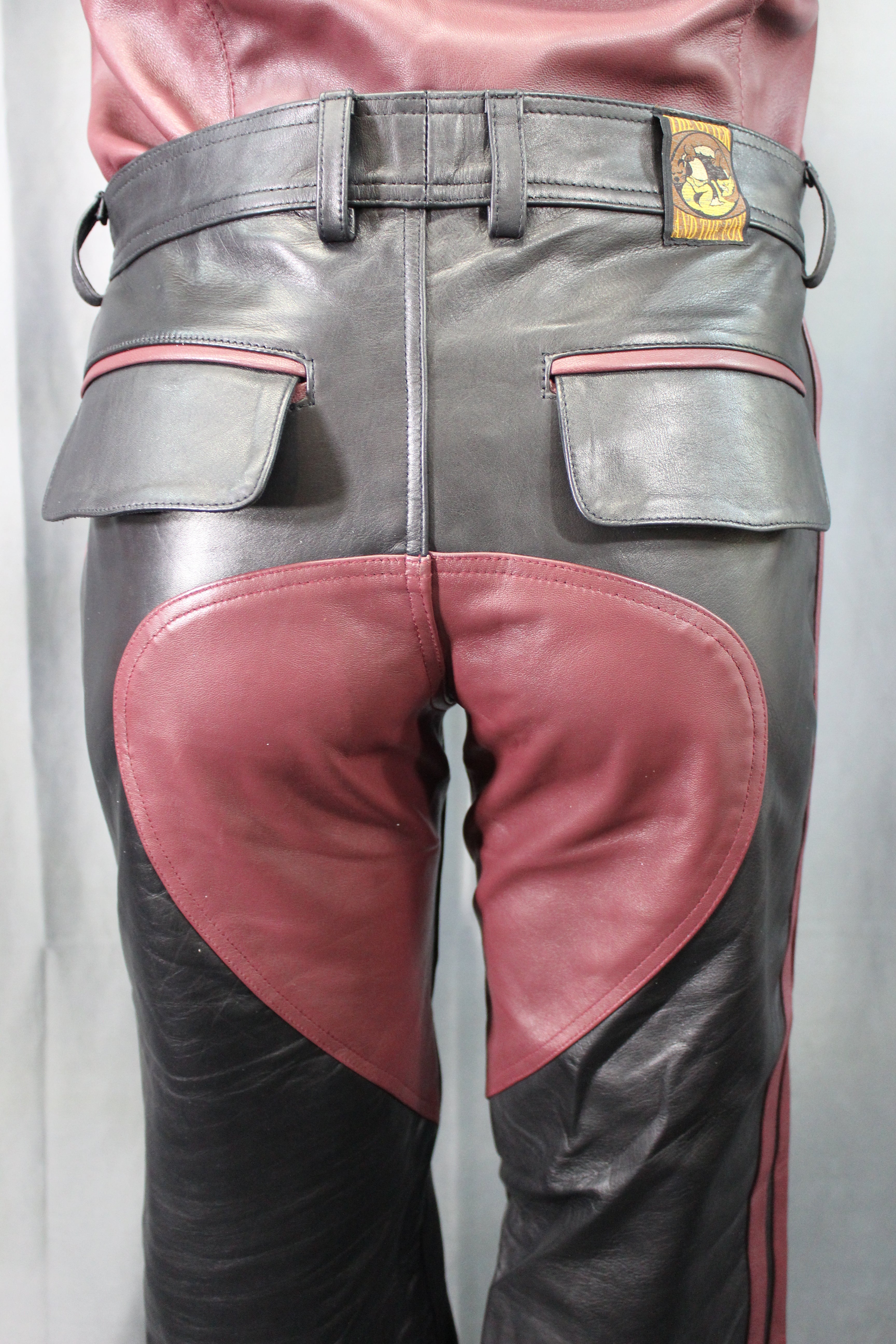 The Otter and The Fox Leather Formal Pants in Black with Burgundy Highlights