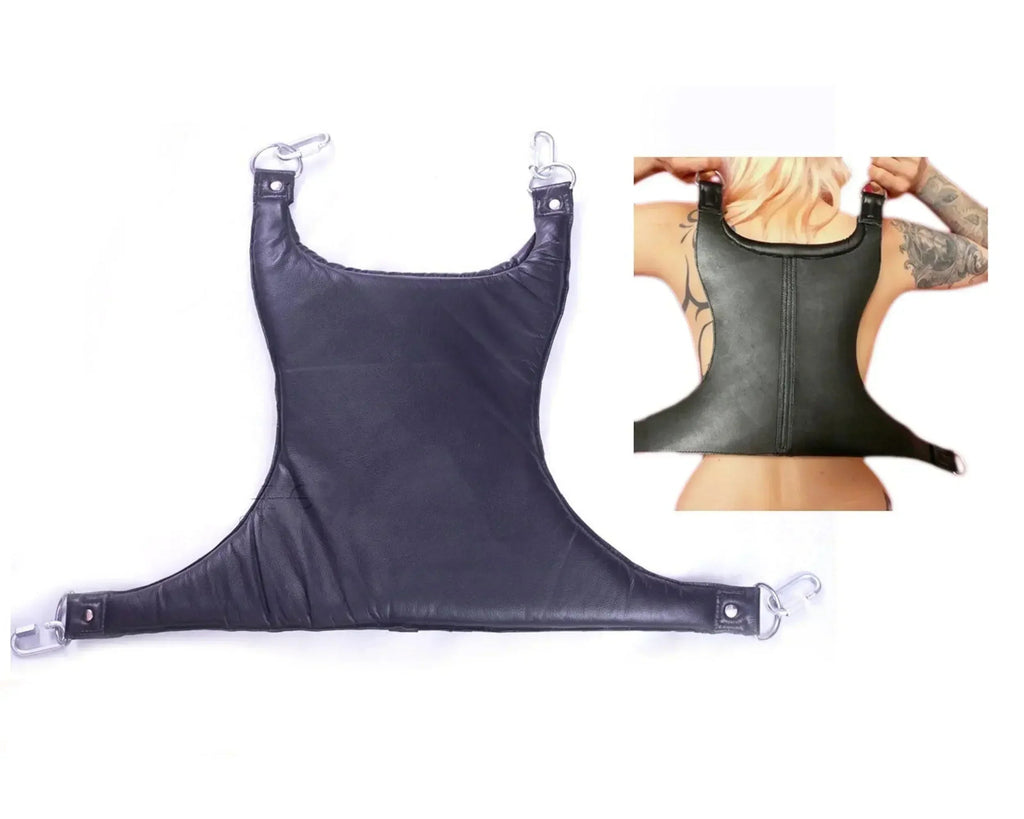 Cowhide Leather Sex Posture Sling Wrist, Ankle & Thigh Cuffs with Connectors | Bondage Restraints Set