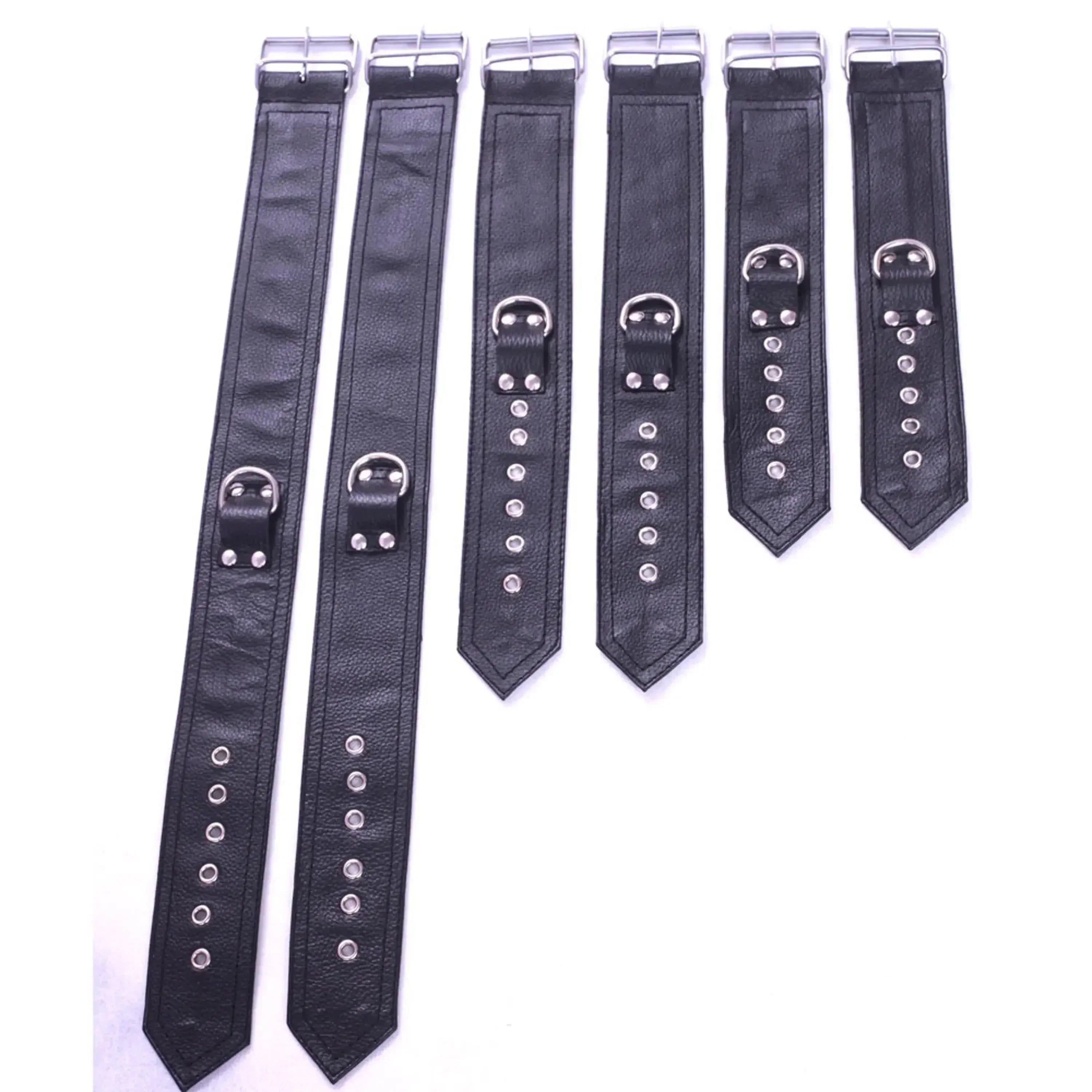 Cowhide Leather Sex Posture Sling Wrist, Ankle & Thigh Cuffs with Connectors | Bondage Restraints Set