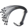 Real Cowhide Leather Cat-o-Nine Tails Flogger 9 Braided Knotted Falls | Black Heavy Duty BDSM Whip