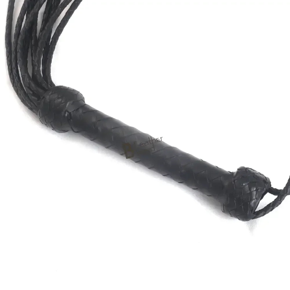 Real Cowhide Leather Cat-o-Nine Tails Flogger 9 Braided Knotted Falls | Black Heavy Duty BDSM Whip