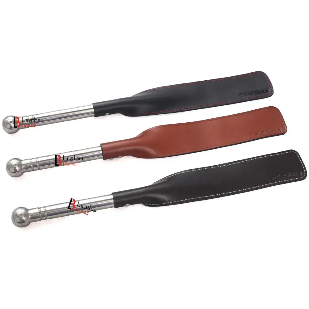 Real Cow Hide Belting Leather Paddle Slapper Lightweight and flexible with Steel Handle