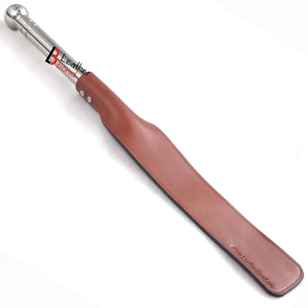 Real Cow Hide Belting Leather Paddle Slapper Lightweight and flexible with Steel Handle
