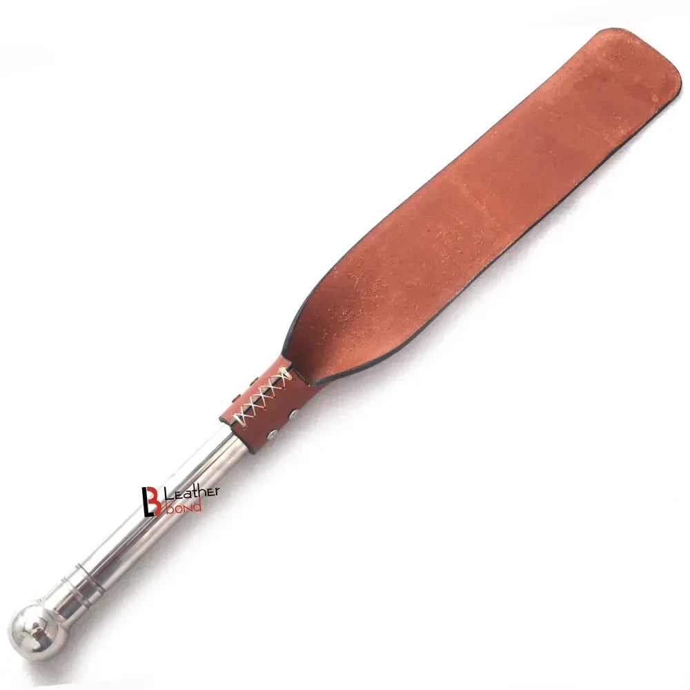 Real Cow Hide Belting Leather Paddle Slapper Lightweight and flexible with Steel Handle