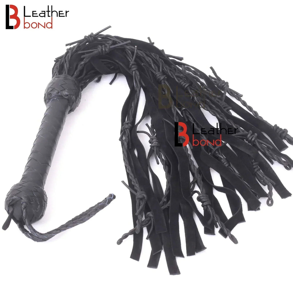 Real Cowhide Suede Leather Flogger Heavy Duty Thorny Falls | Handcrafted BDSM Sensation Flogger