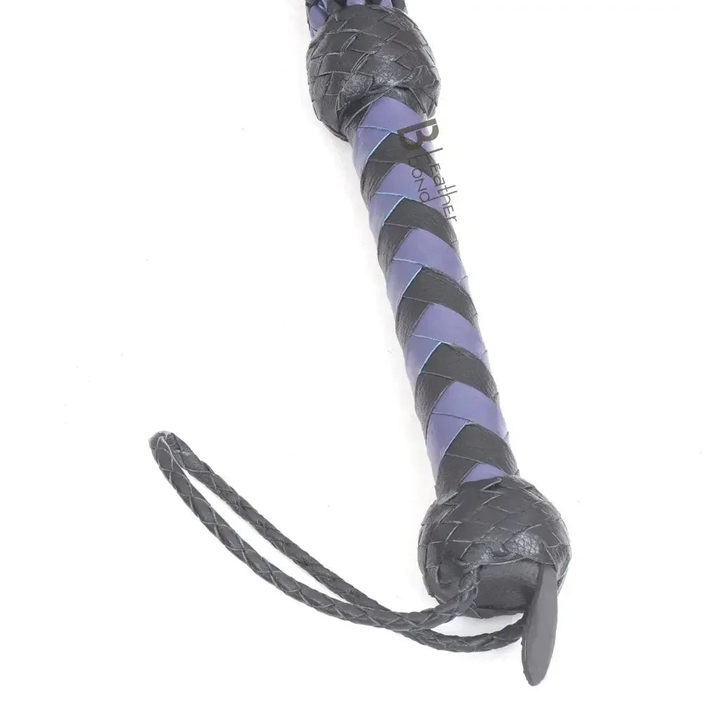 Real Genuine Cowhide Leather Flogger | Cat O Nine Braided Falls | Purple and Black – Leather Bond