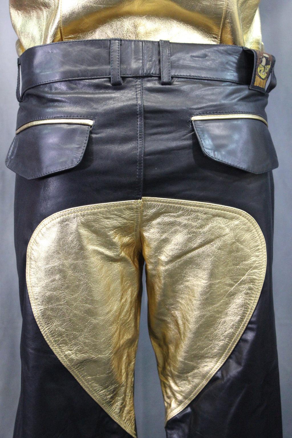 The Otter and The Fox Leather Formal Pants in Black with Gold Highlights
