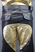 The Otter and The Fox Leather Formal Pants in Black with Gold Highlights