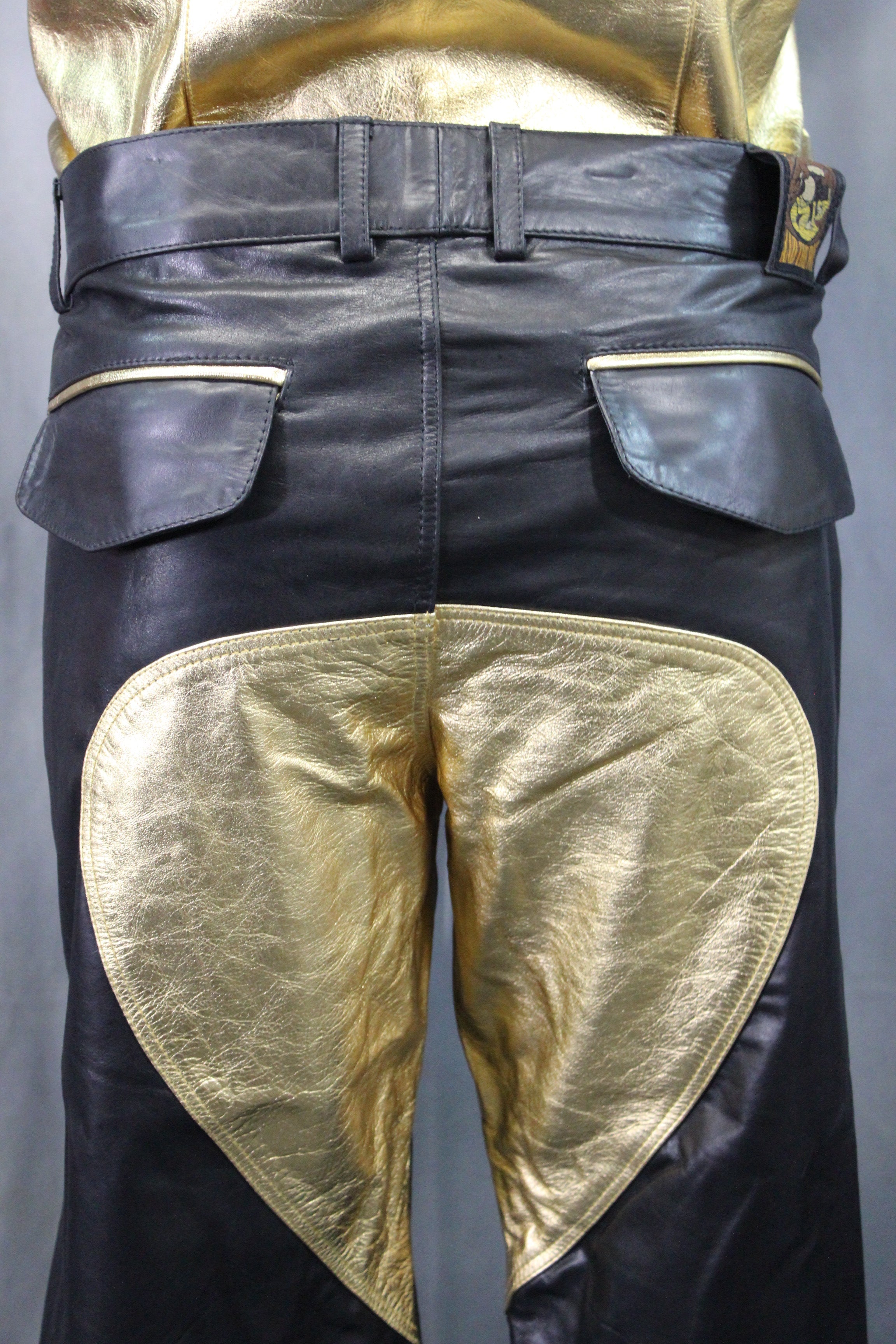The Otter and The Fox Leather Formal Pants in Black with Gold Highlights