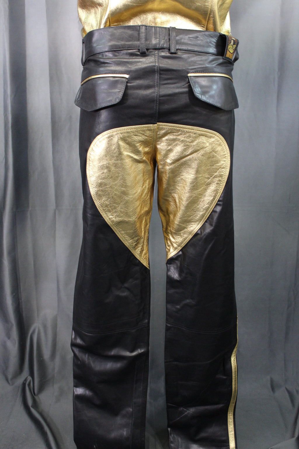 The Otter and The Fox Leather Formal Pants in Black with Gold Highlights